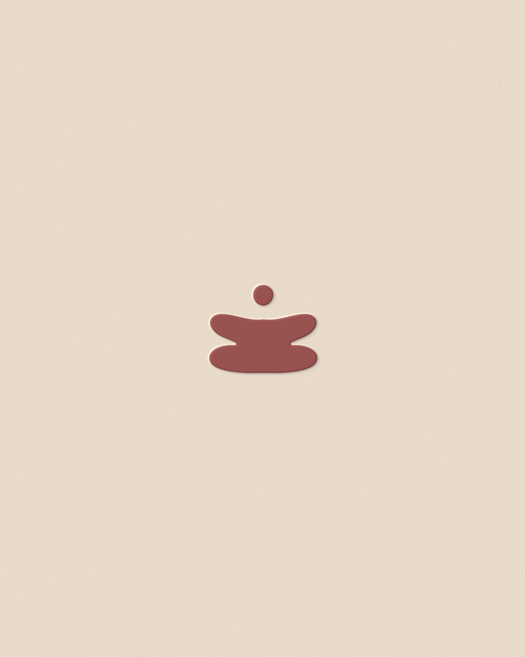 Minimalist stacked stones icon logo mark in deep red on a warm cream background.