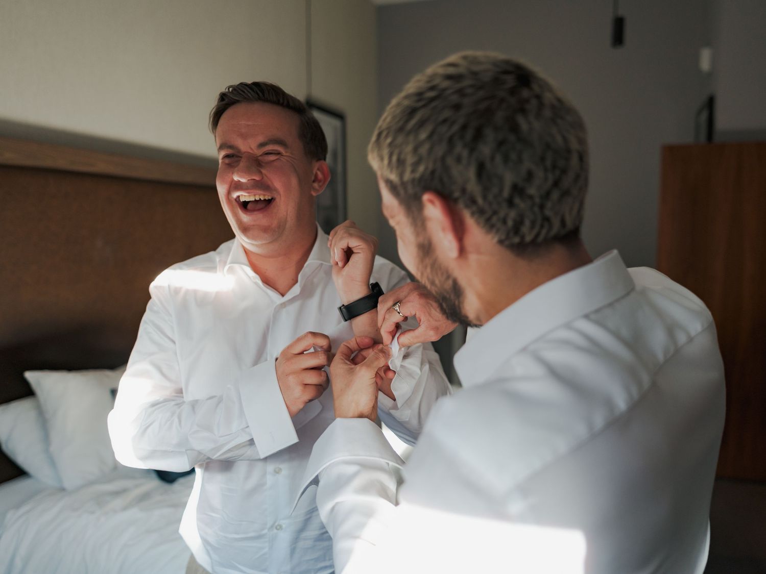 Two people in white shirts demonstrate self-defense techniques in a series of connected photos.