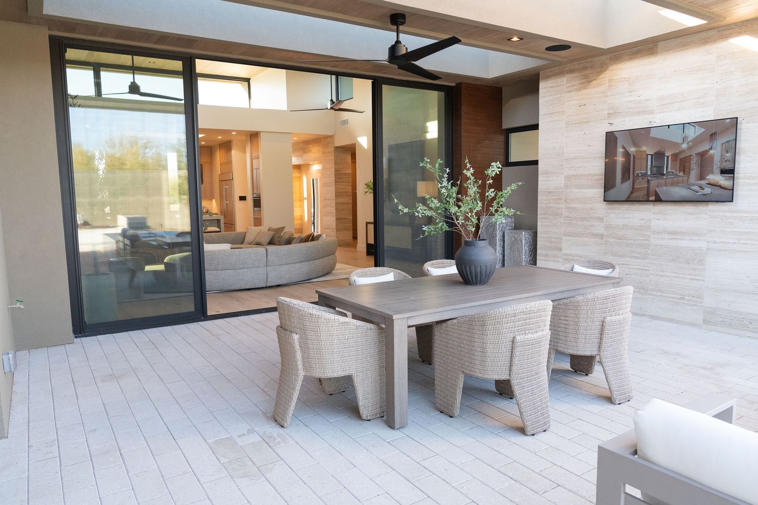 huge backyard sliding doors that lead to the backyard patio area