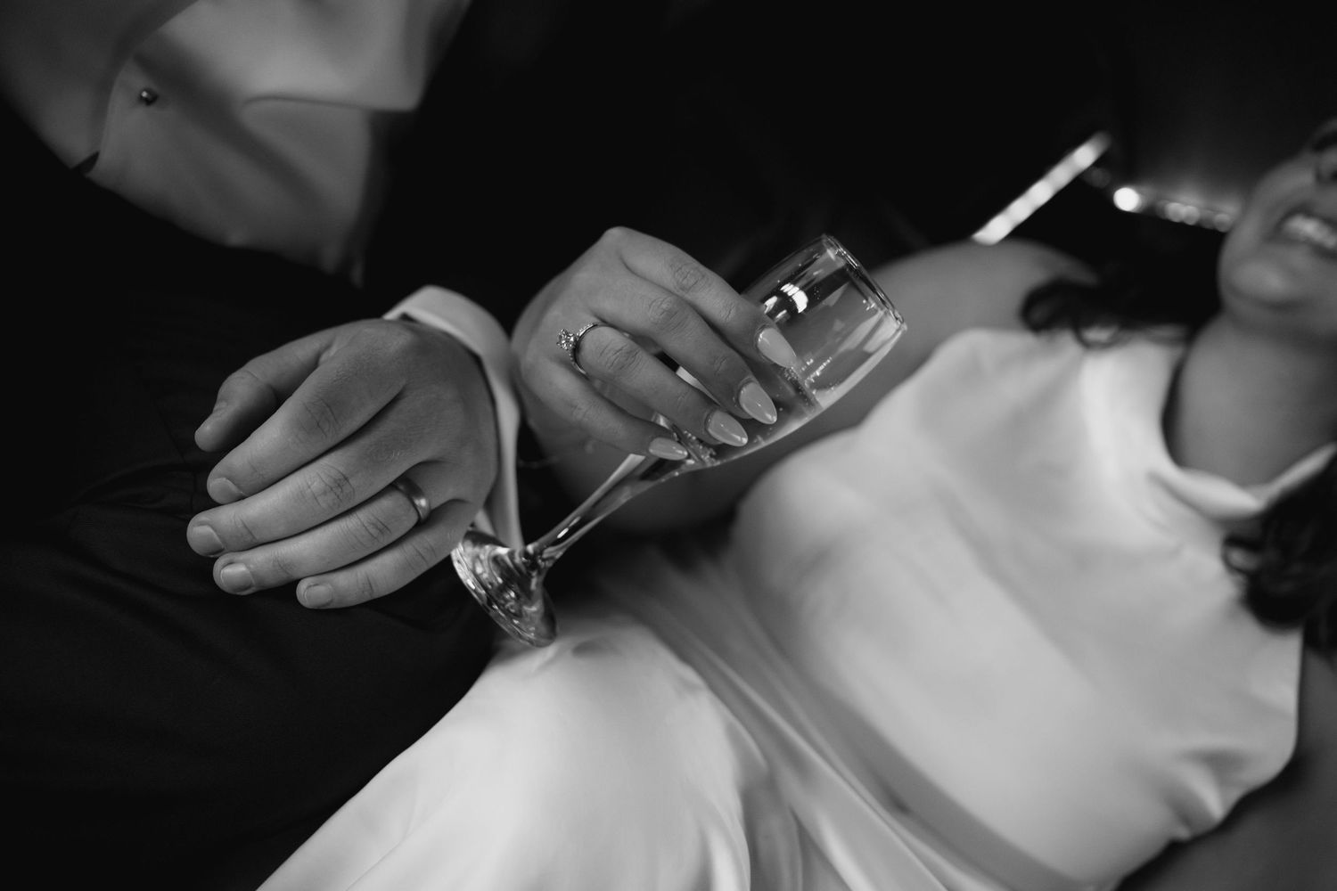 Close-up black and white photos show hands performing various medical procedures and examinations.
