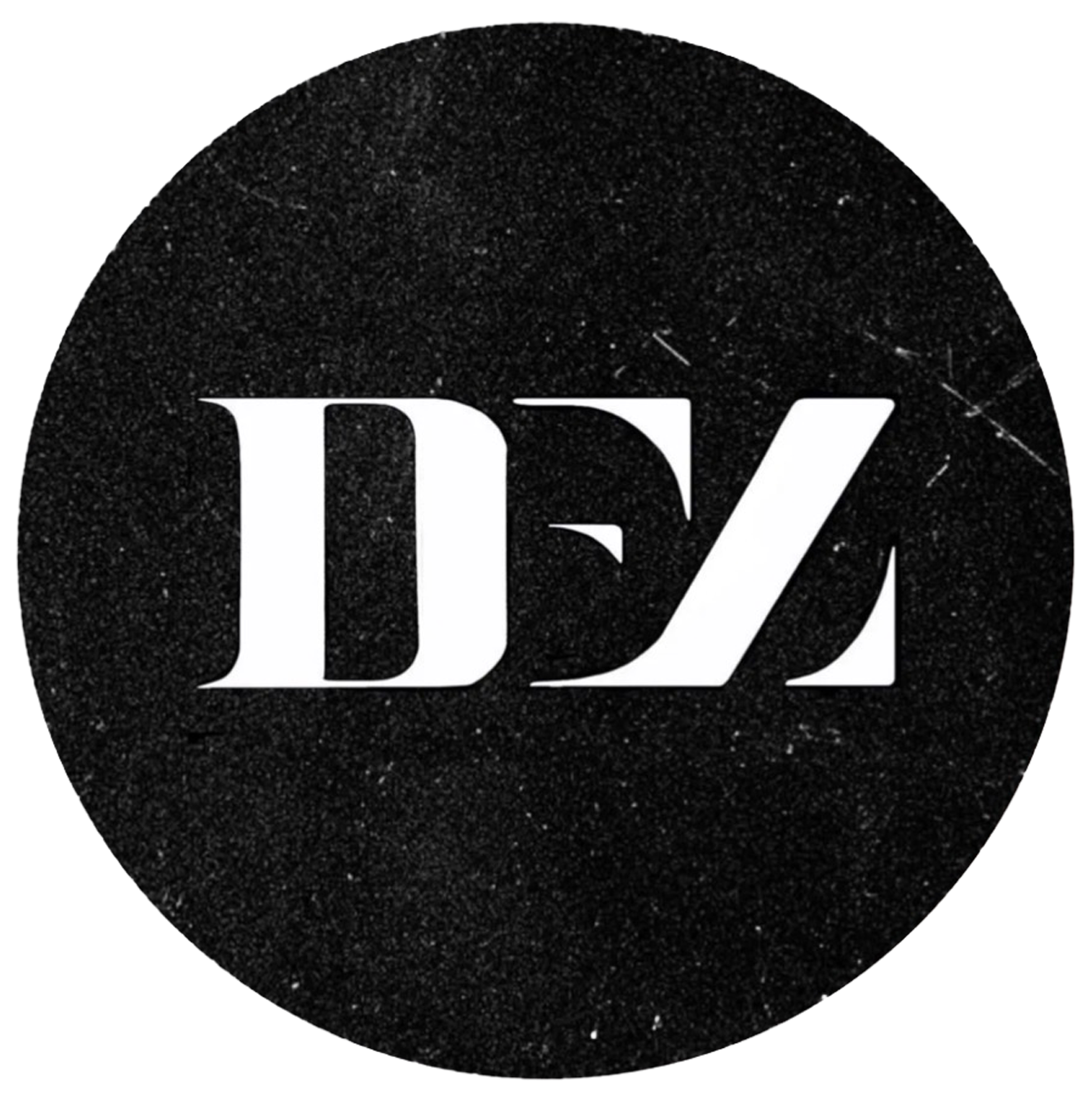 Black circular logo featuring bold white letters DEZ in a stylized retro font design.