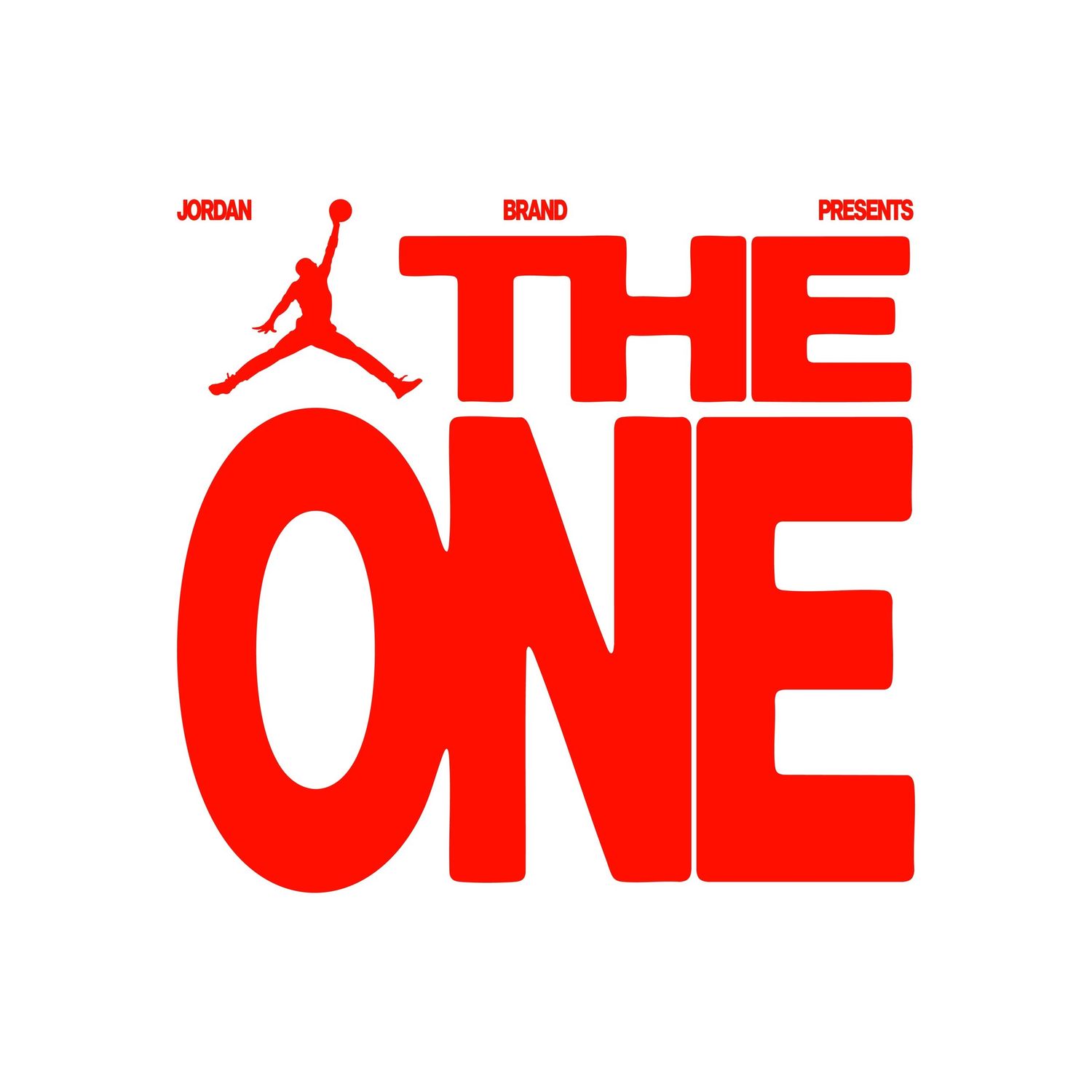 Repeating red text saying 'THE ONE' with a basketball logo creates a dynamic sports-themed design.