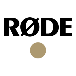 RØDE logo featuring bold black text with a gold dot beneath, representing the professional audio equipment brand.