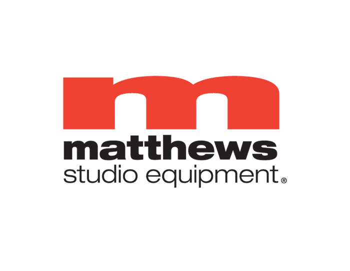Matthews Studio Equipment logo featuring a bold red stylized M above the company name in black text.