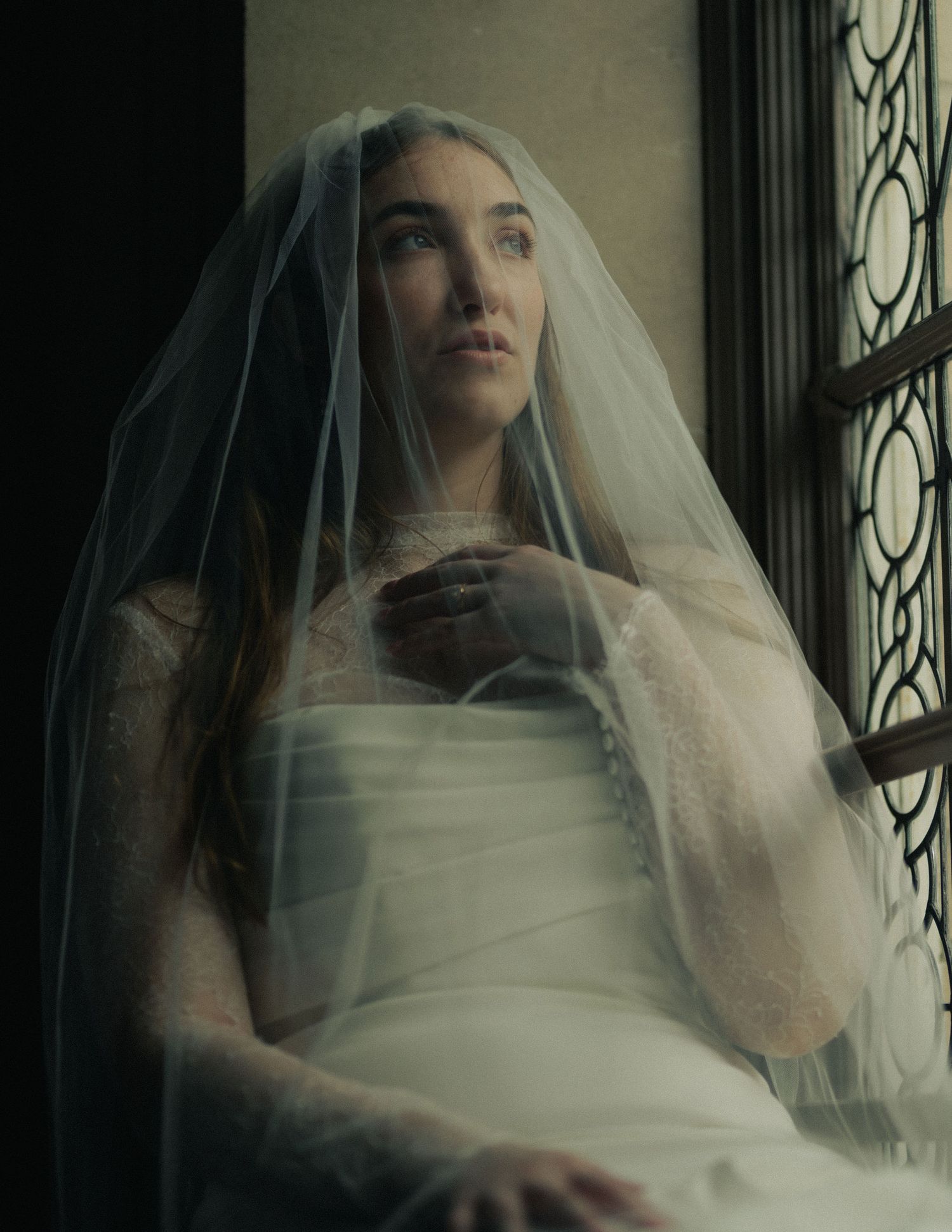 Romantic veil portrait of the bride at a San Francisco City Hall elopement, by Sammy Aucella Photography