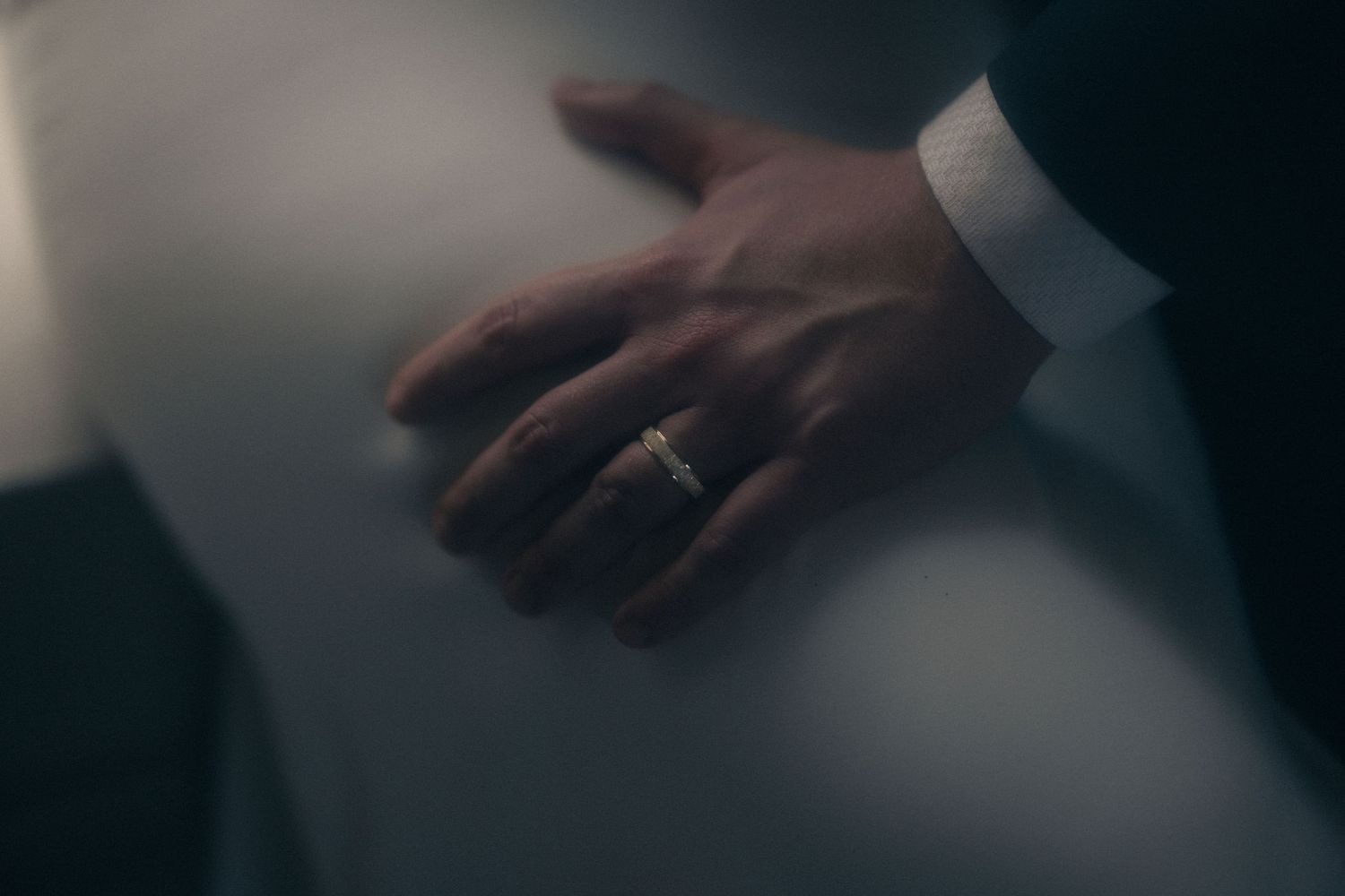 Detail of the bride's hand and ring at a San Francisco City Hall elopement, by Sammy Aucella Photography