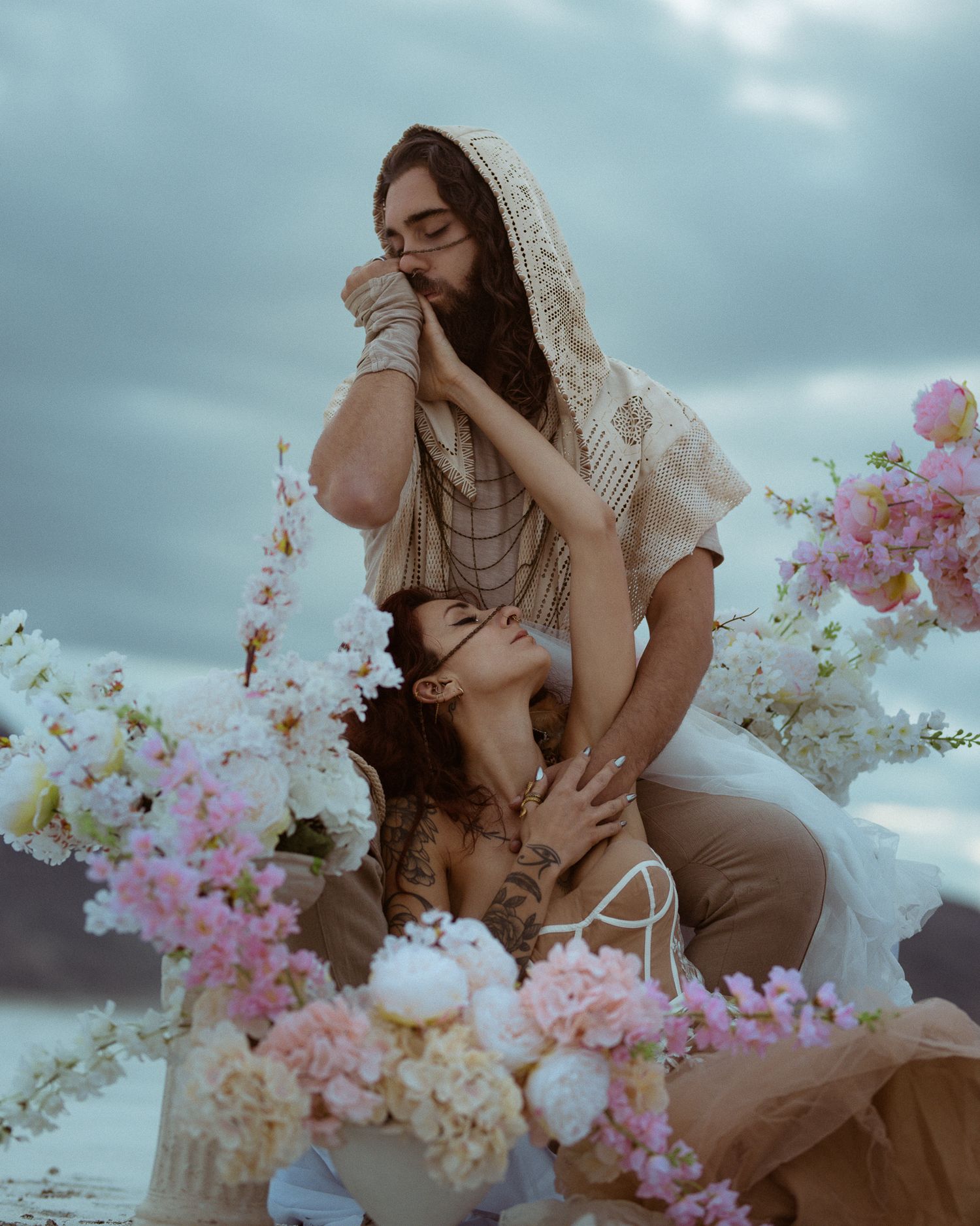 Cinematic art elopement at the Bonneville Salt Flats in Salt Lake City, UT. Artistic Direction and photography by Sammy Aucella Photography.