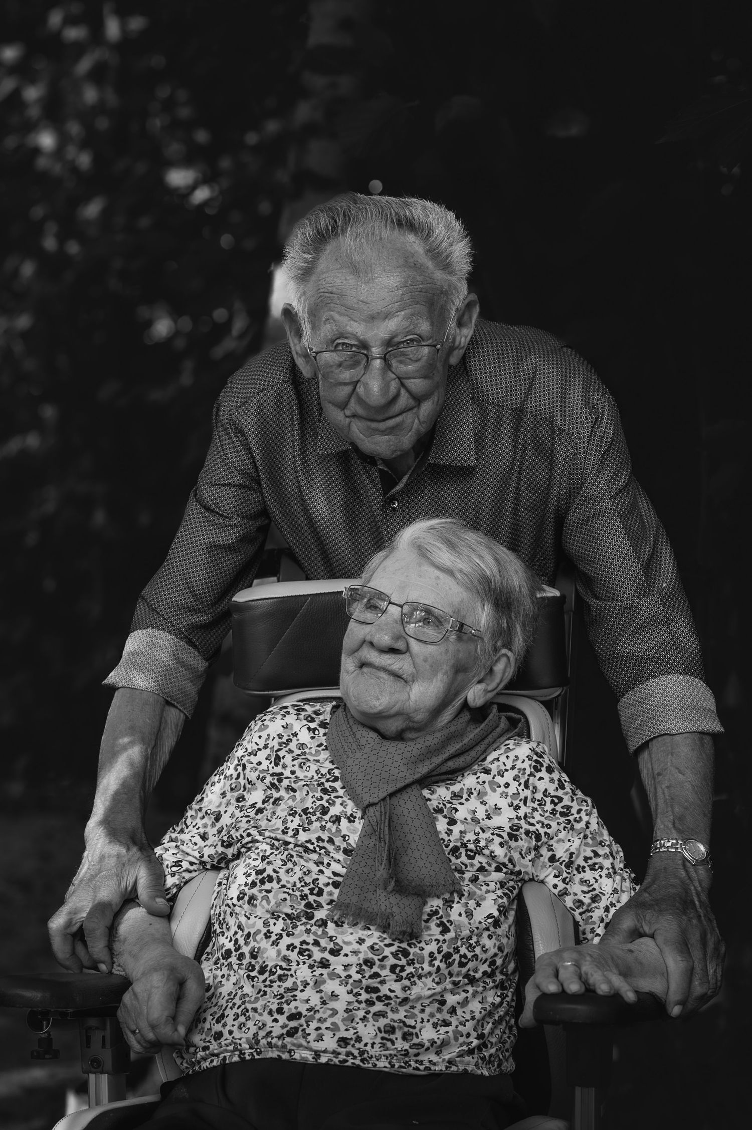 black and white elderly couple