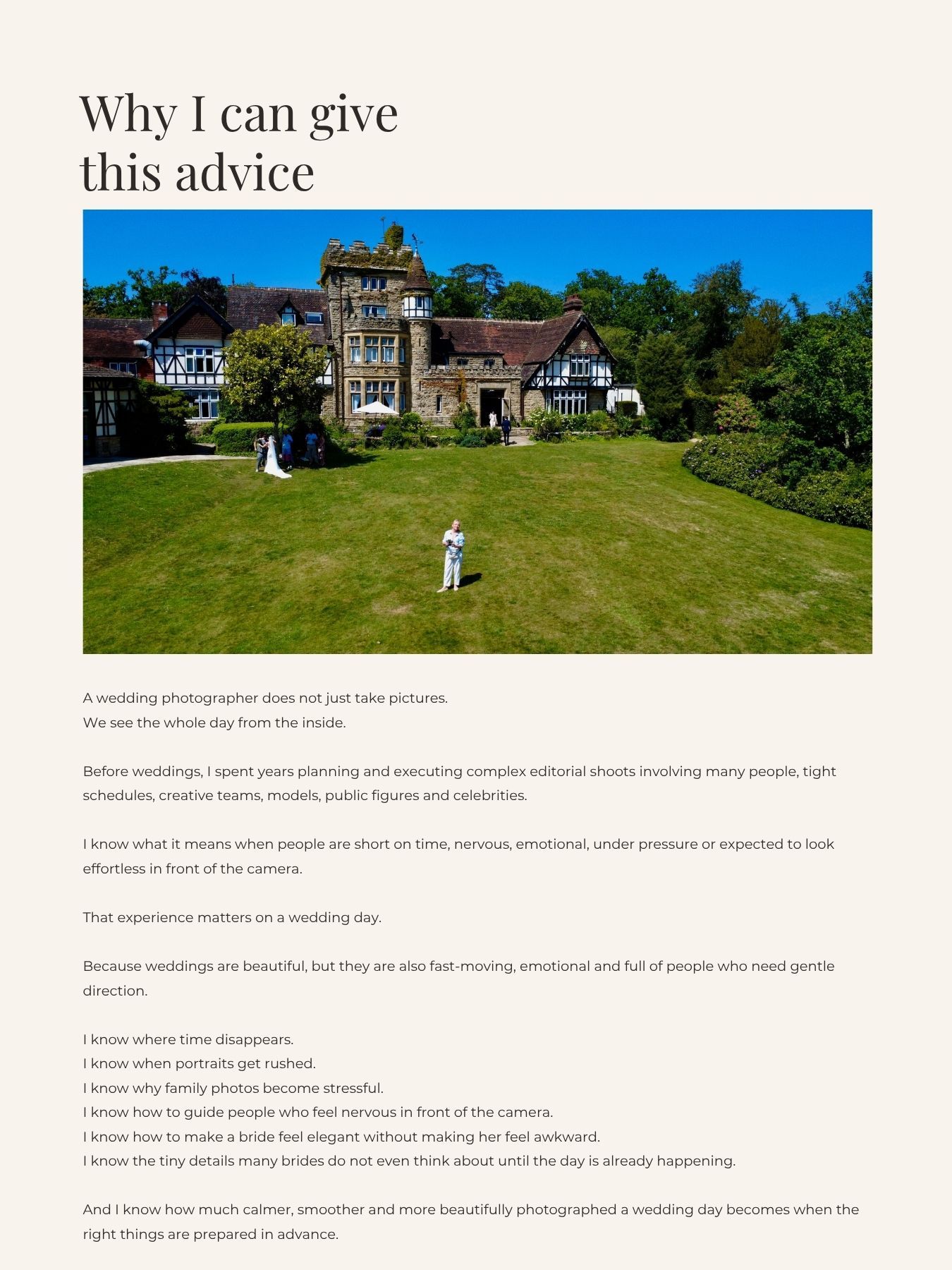 A grand Tudor-style manor house surrounded by lush green lawns and trees, perfect as a wedding photography venue.