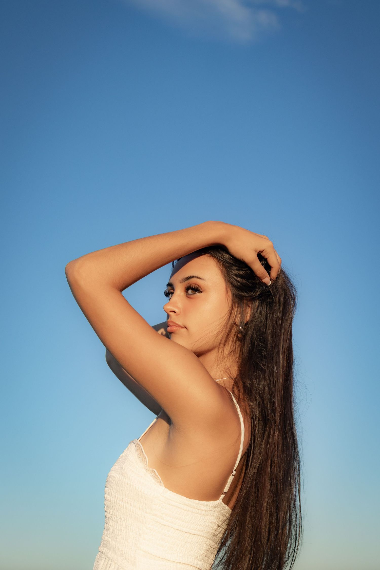 Senior posing at the beach in Gloucester.