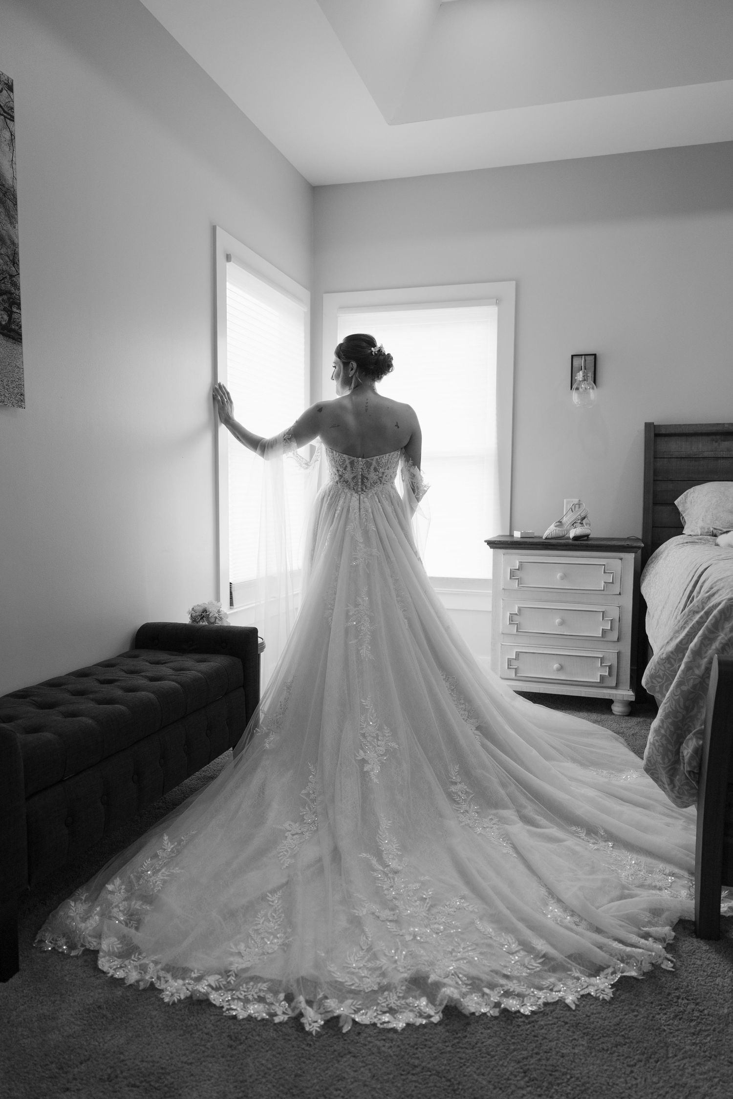 Black and white bride photo in Nashville, TN