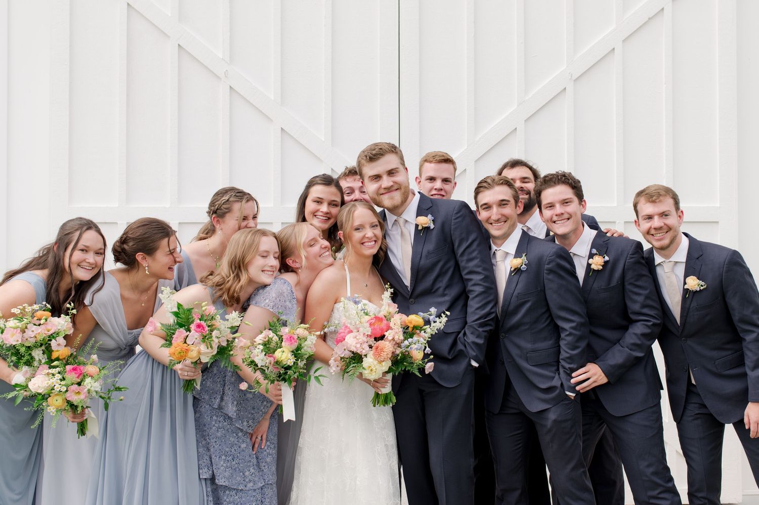 Full Wedding Party at White Dove Barn in College Grove, Tennessee