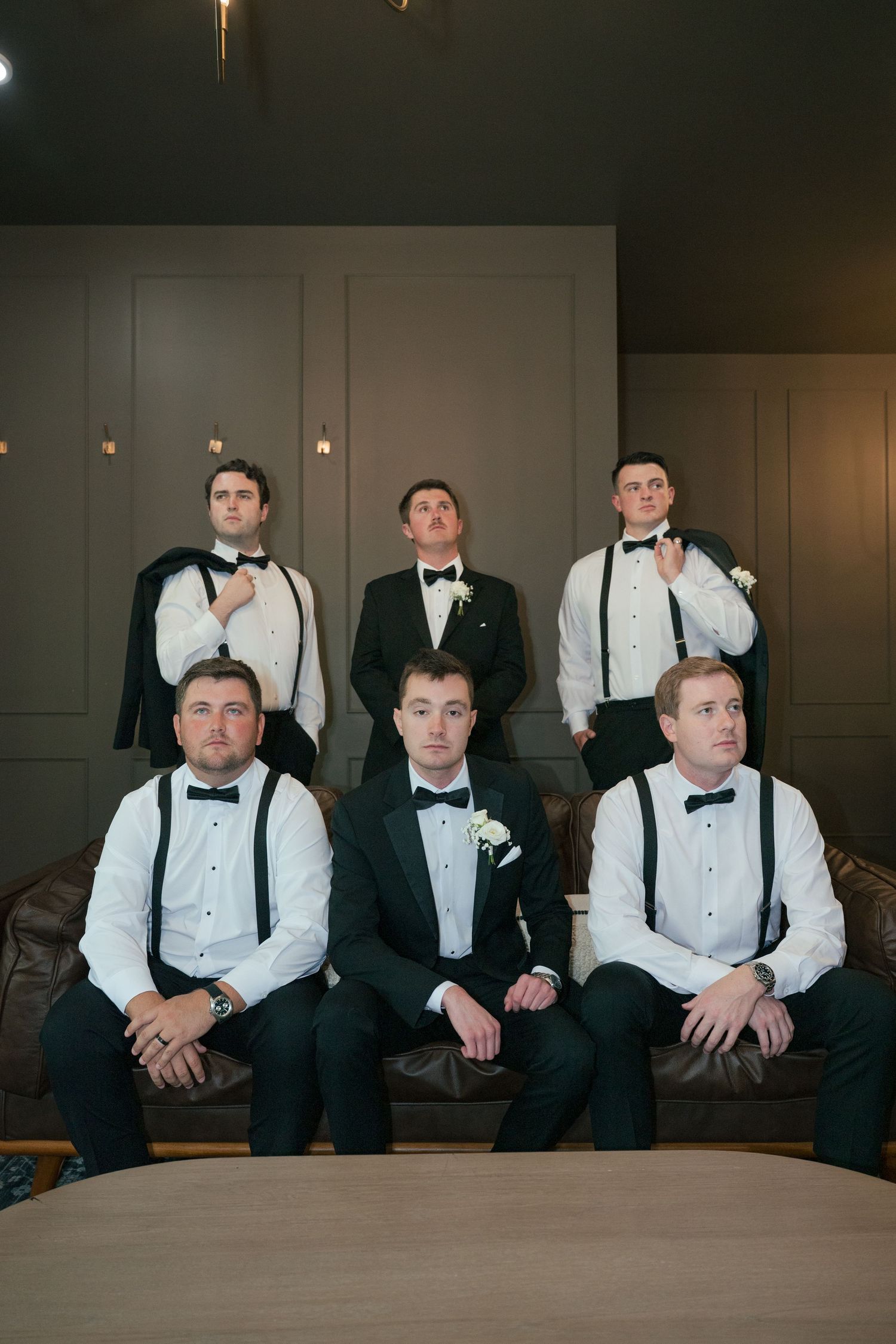 groomsmen portrait in The Monroe, a Nashville wedding venue