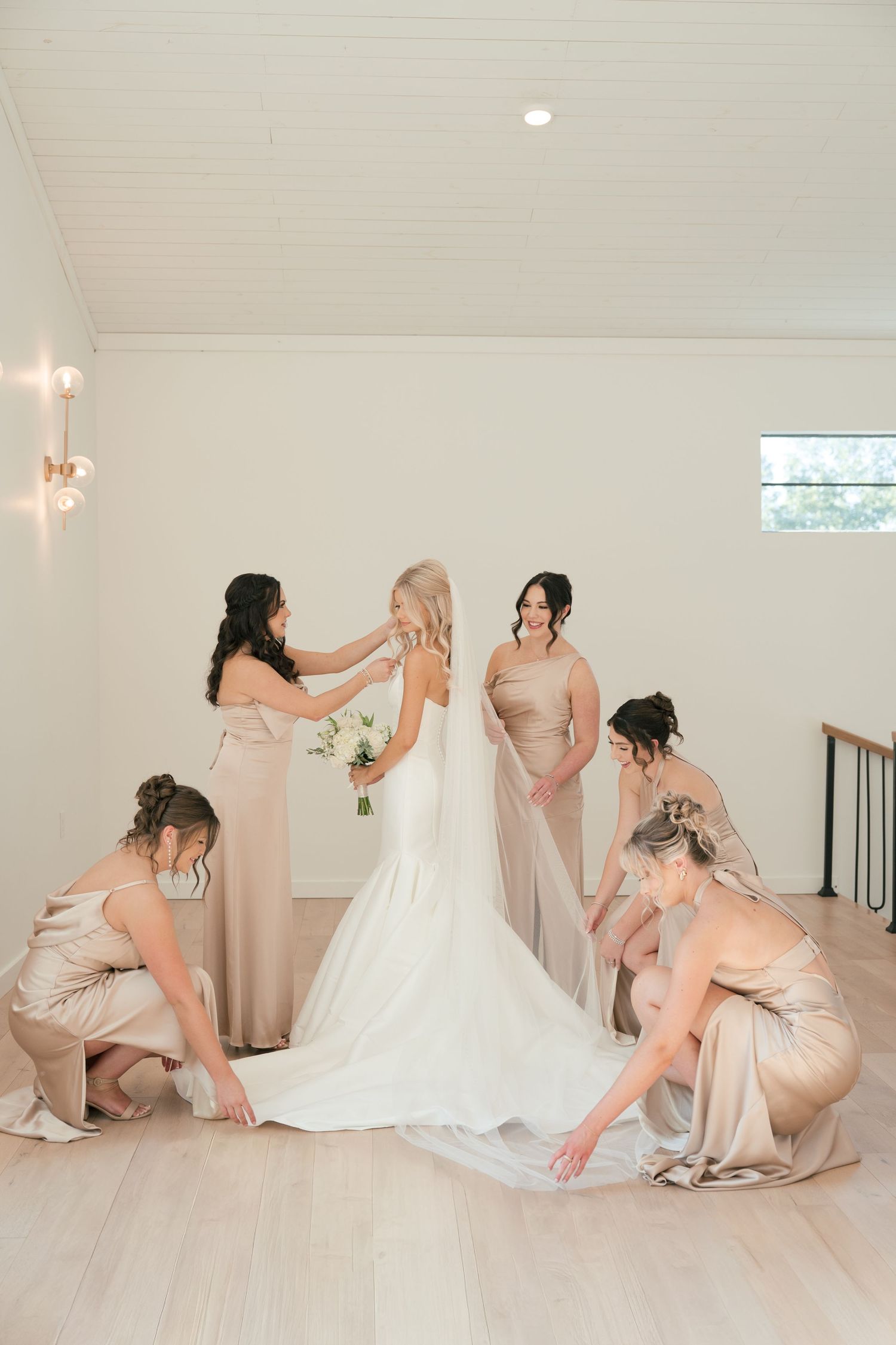 bridesmaids portrait in The Monroe, a Nashville wedding venue