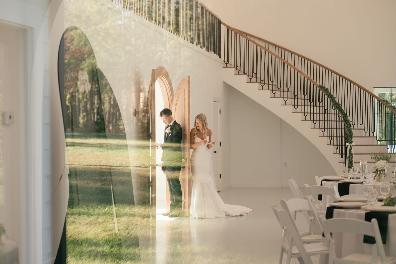 private vows and first touch at a Tennessee wedding at The Monroe in McMinnville, TN