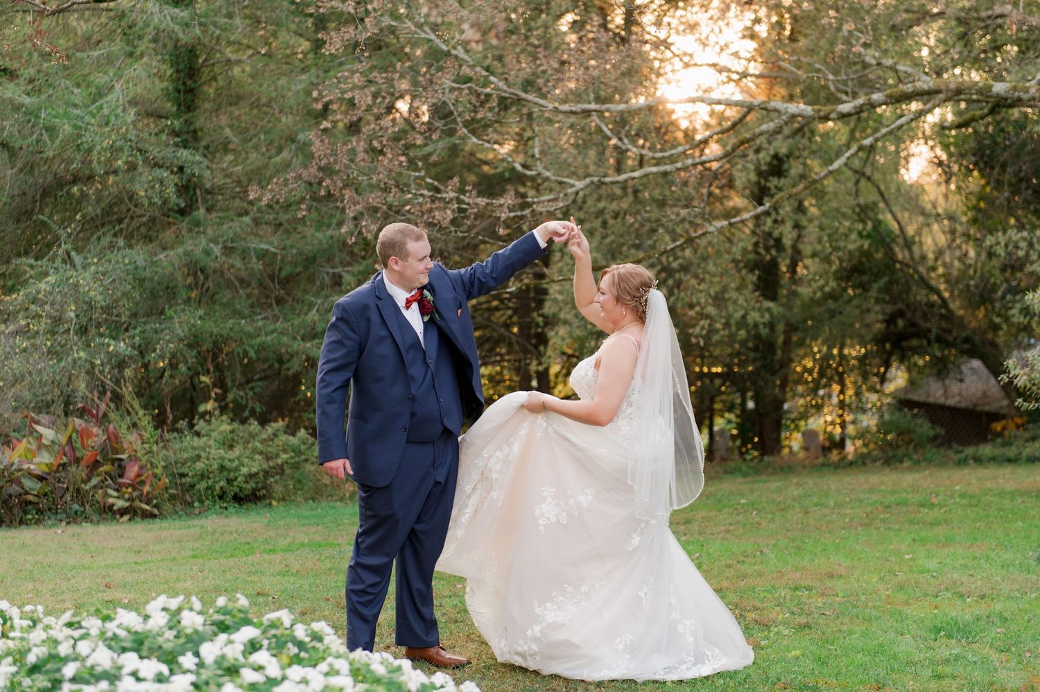 Sunset Wedding Portrait in Black Fox Farms Cleveland Tennessee