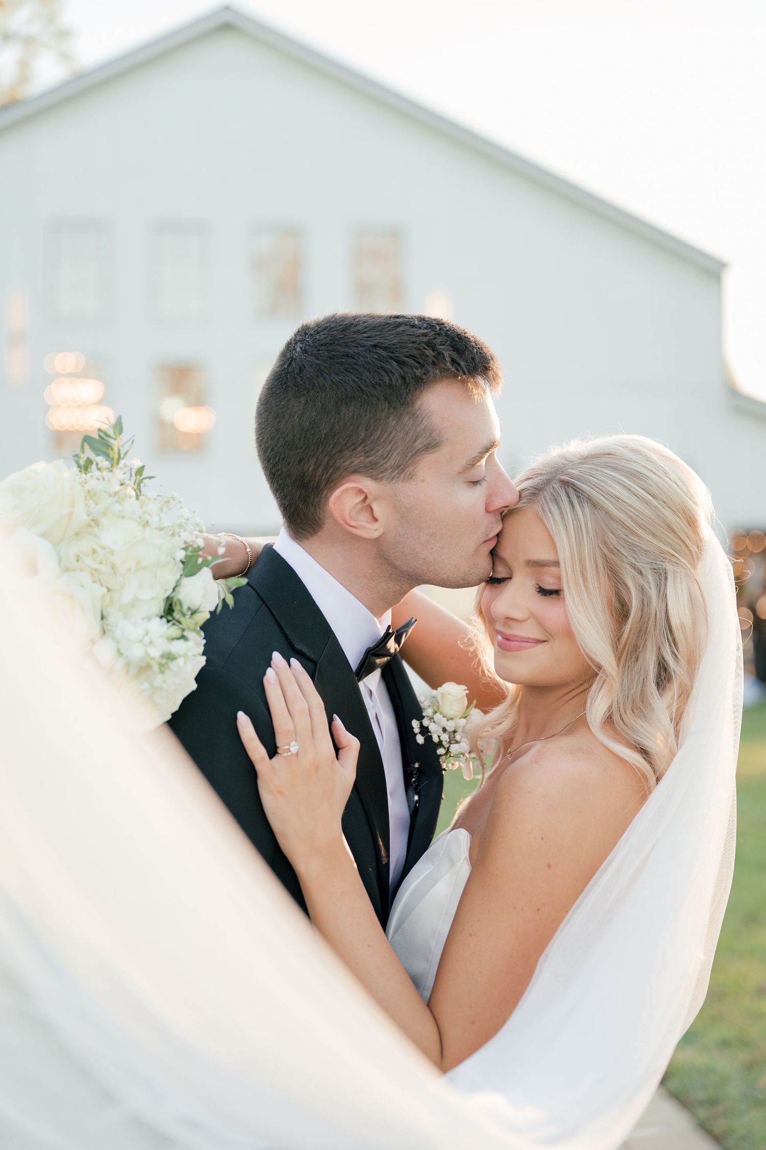 bride and groom wedding portrait at the wedding at The Monroe of 415 in McMinnville, TN