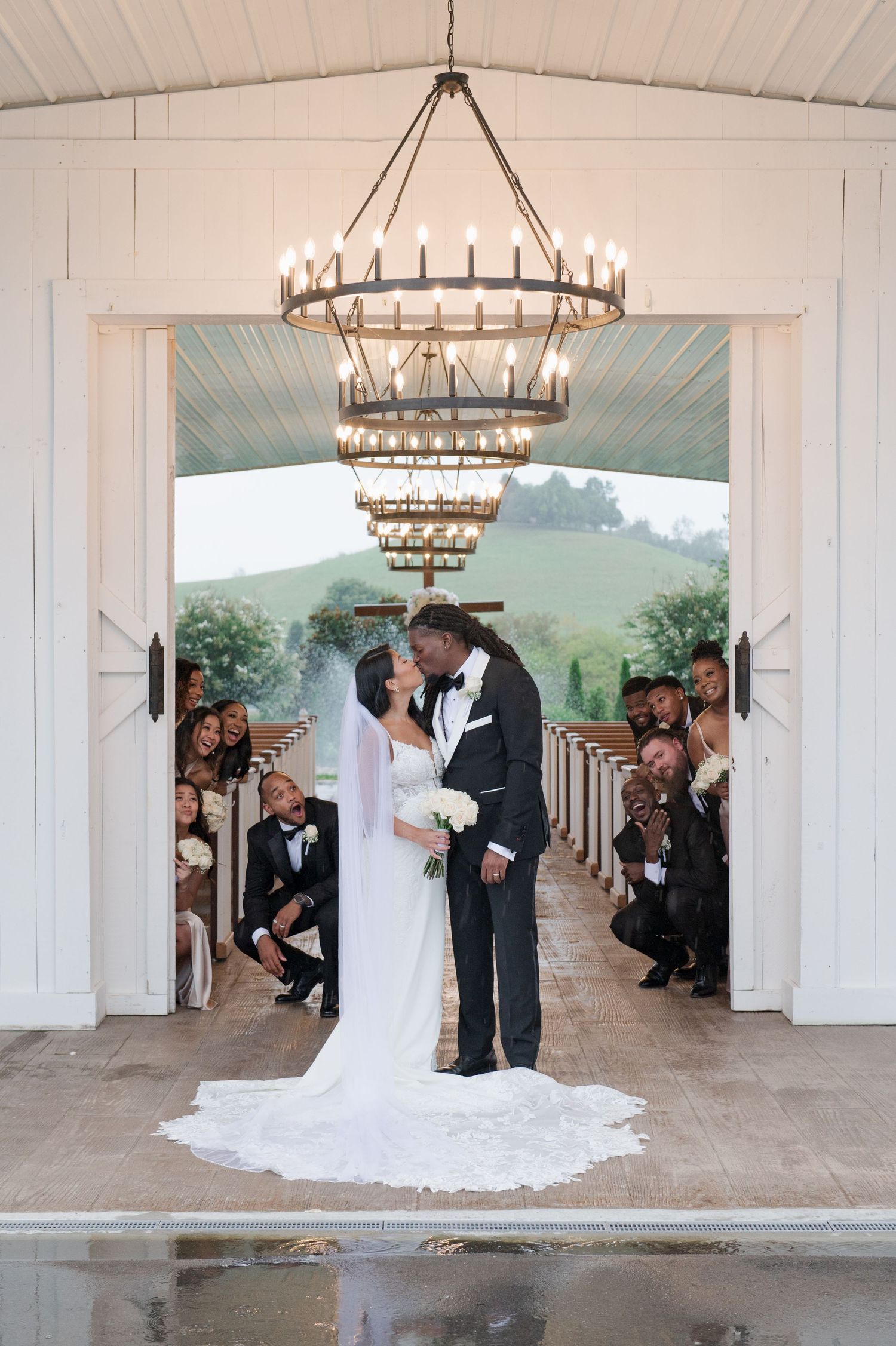 White Dove Barn Fun Wedding Portrait