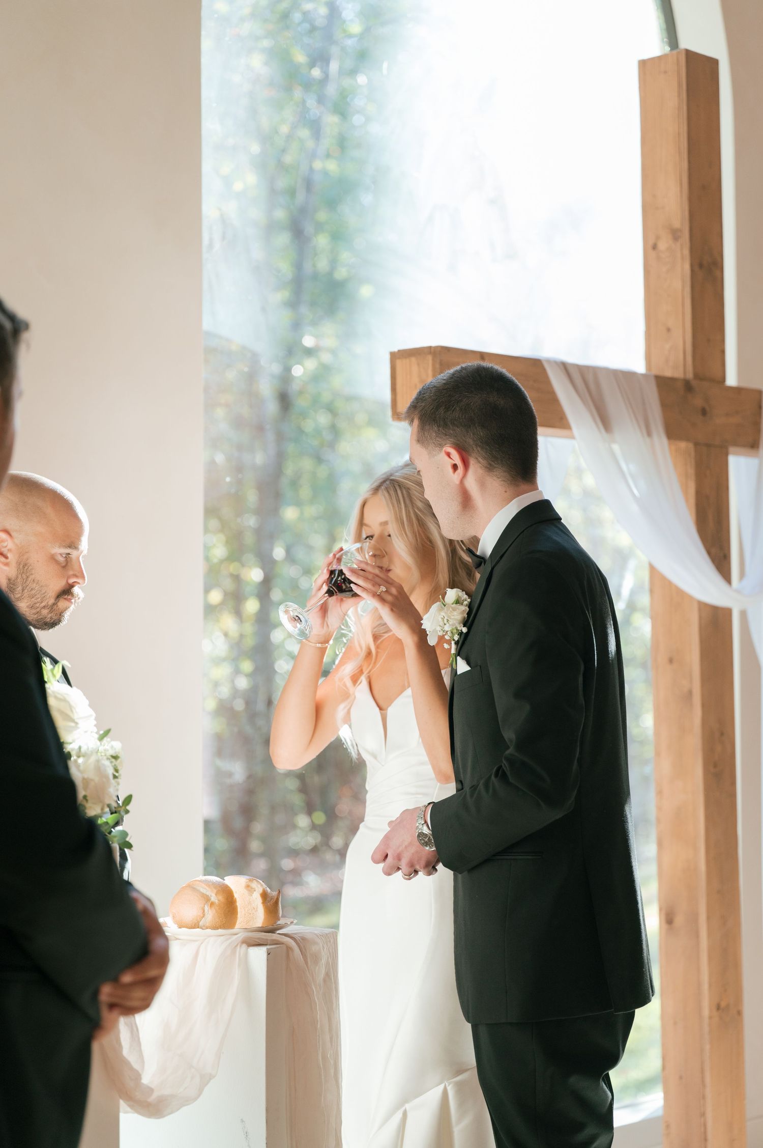 ceremony portrait of communion in The Monroe, a Nashville wedding venue