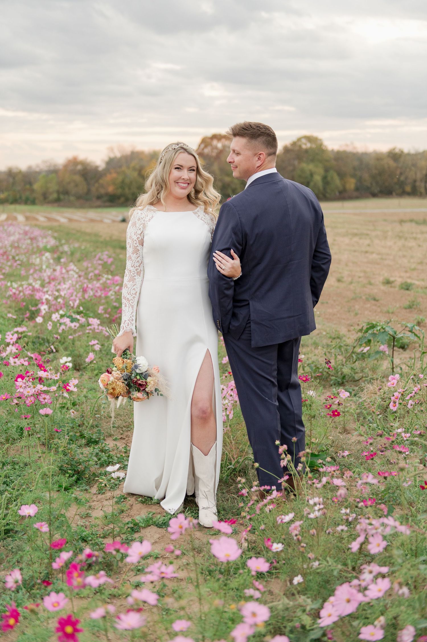 Wedding at flower field at Allenbrooke Farms in Spring Hill, Tennessee