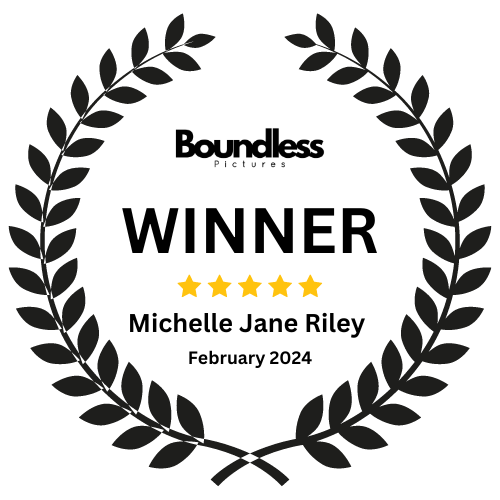 Black laurel wreath award winner badge with five star rating.