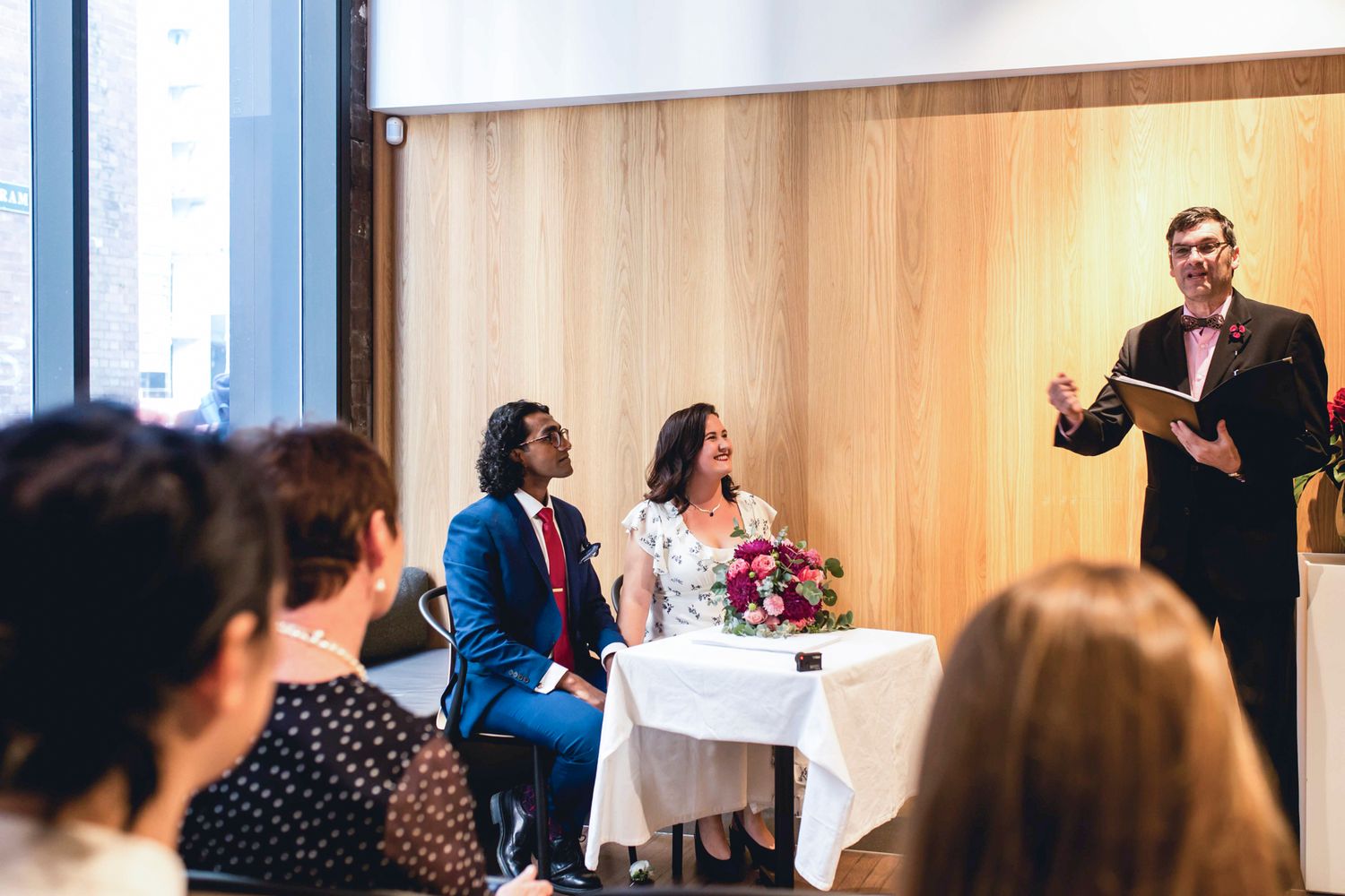 Cozy and emotional speeches during the intimate cellar door lunch reception.