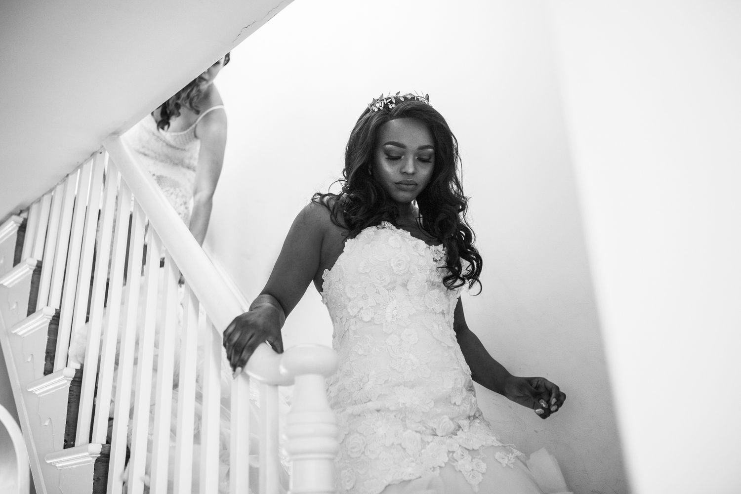 Detailed shot of the bride’s Anna Marguerite headpiece.
