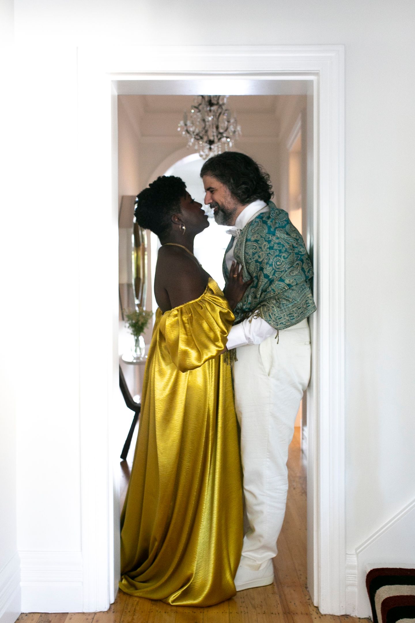 Lola and Daniel sharing a quiet, intimate moment during their garden wedding in Roseville.