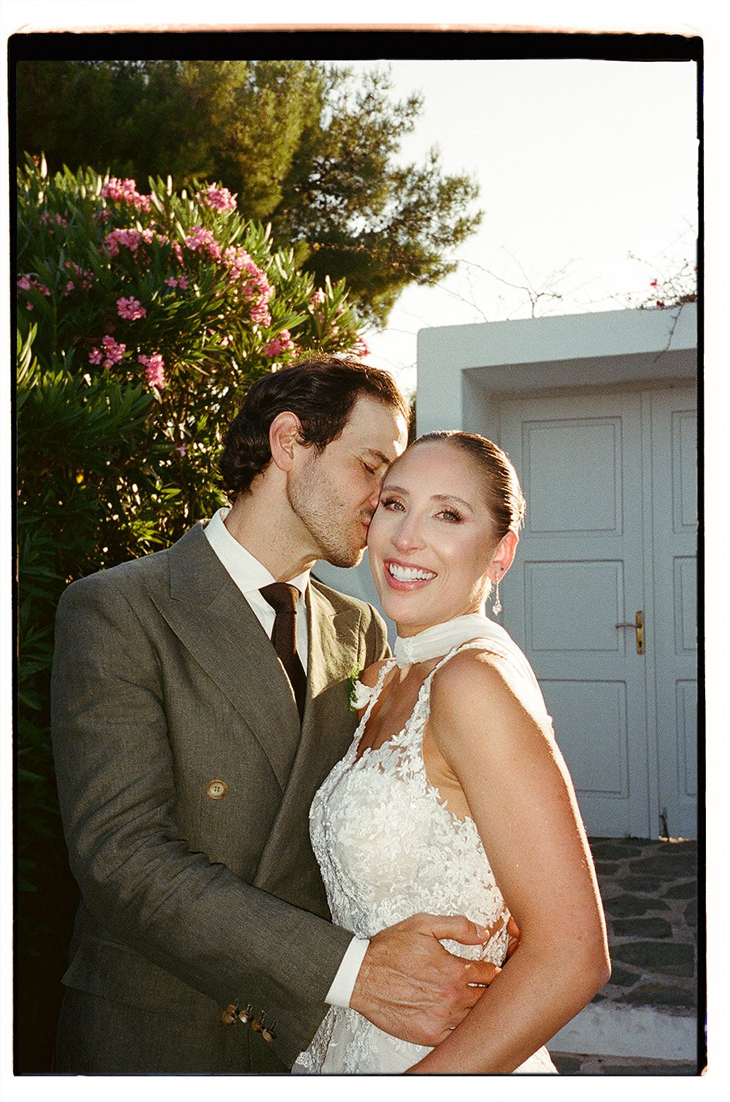 Laura and Philip during sunset portraits at Island Riviera Resort, Athens