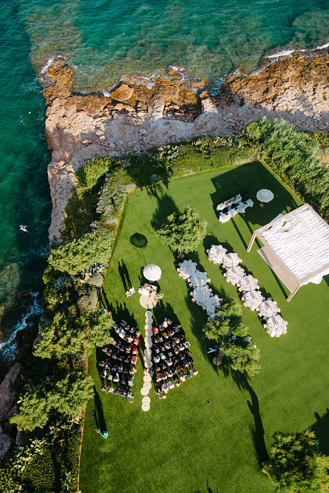 Island Riviera Resort wedding reception setup on the Athens Riviera