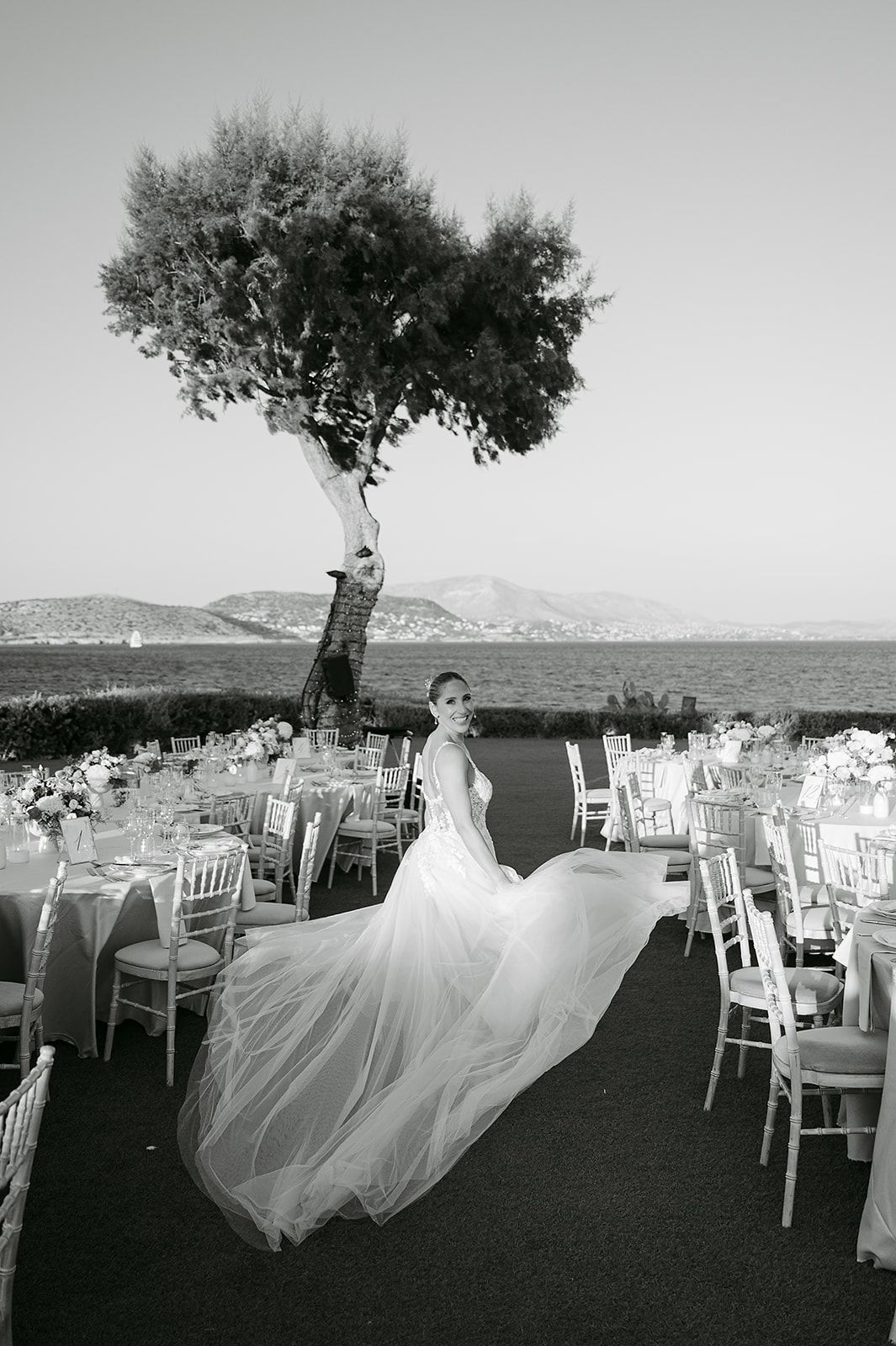 Bride portrait at Island Riviera Resort, Athens Riviera during modern wedding celebration