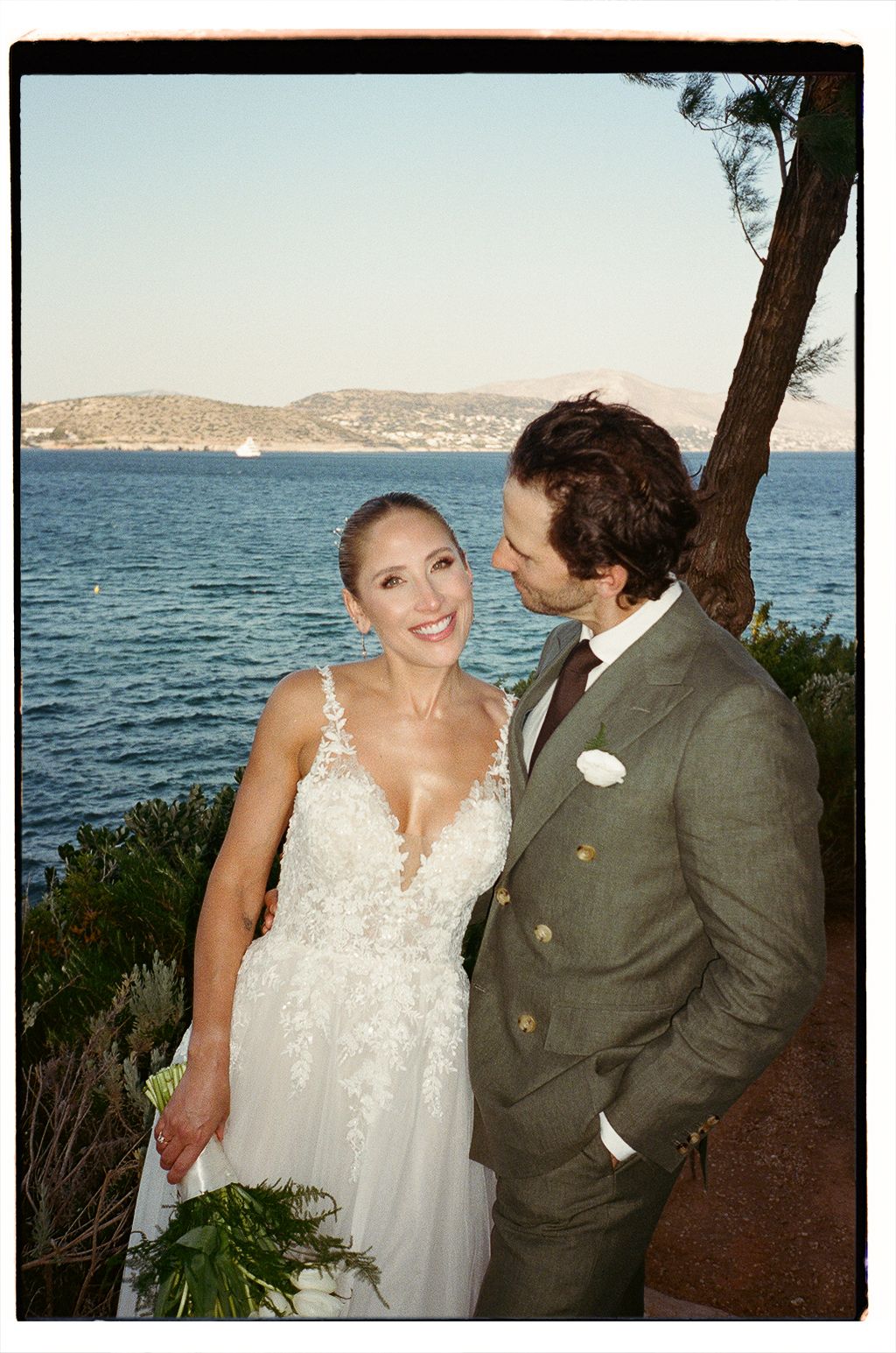 Laura and Philip during sunset portraits at Island Riviera Resort, Athens
