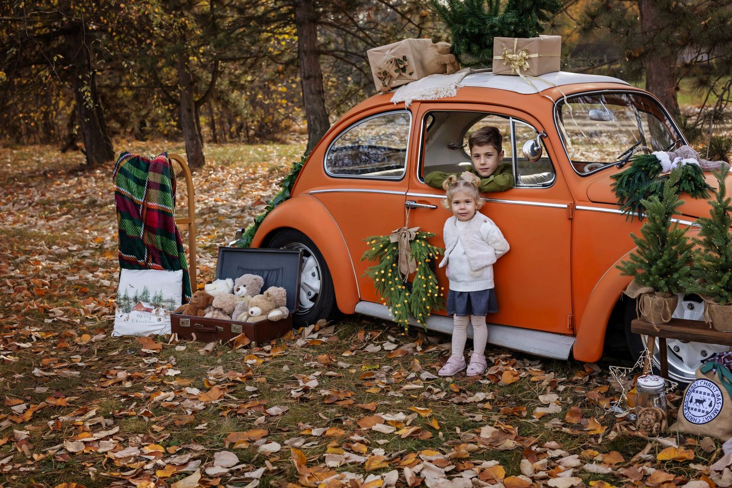 Petrik Renata Photography fotója, ami karácsonykor készült szabadtéren egy vw bogárral