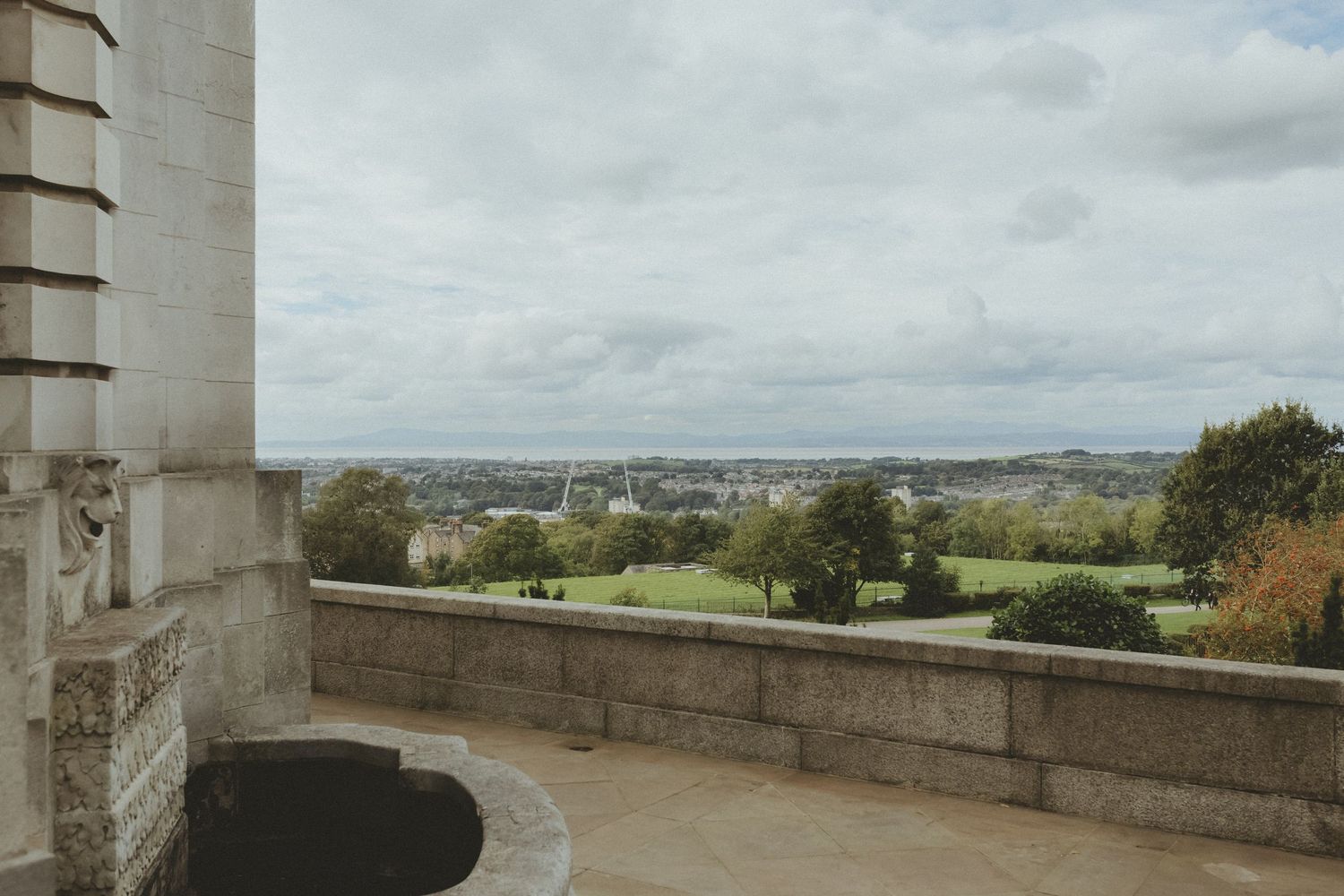 Views over Morecambe Bay across to the Lake District from Ashton Memorial venue.