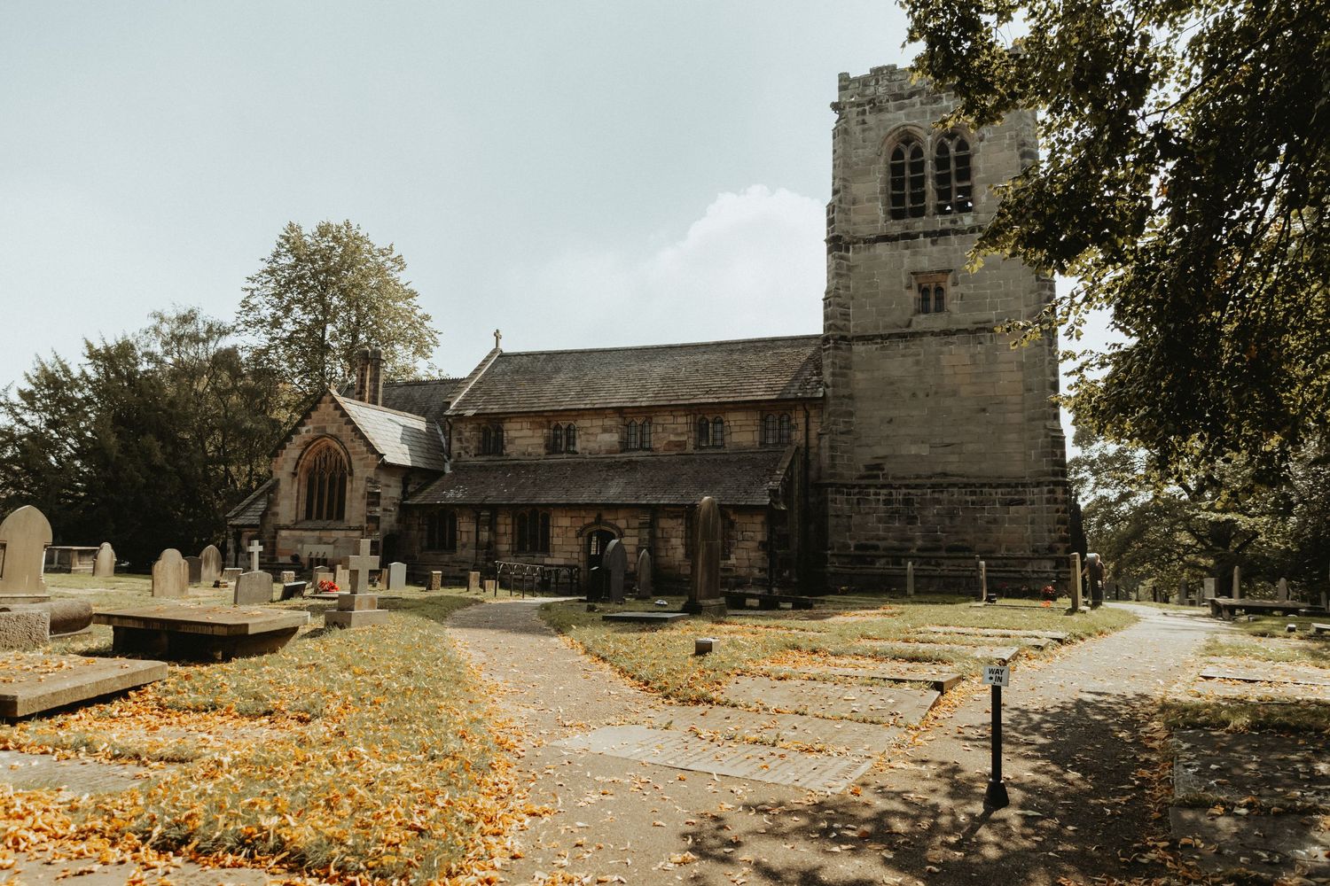 St Wilfrids Church in Mobberley during a sunny day