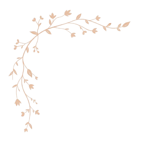 Delicate beige botanical corner border with thin branches and small leaves for elegant design.