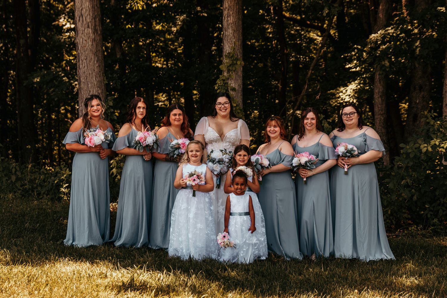 bride and bridesmaids outdoor portraits