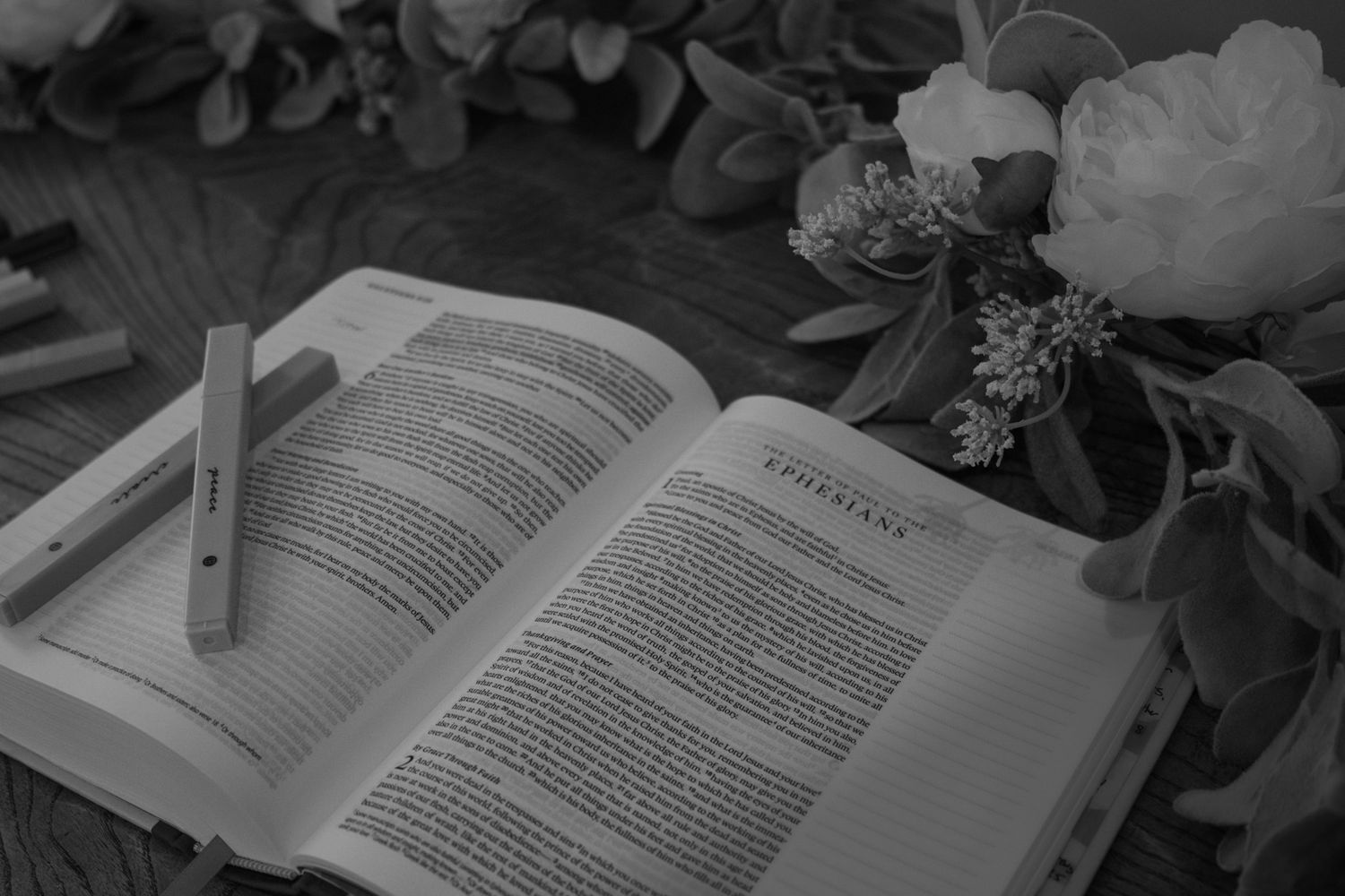 wedding bible detail shot