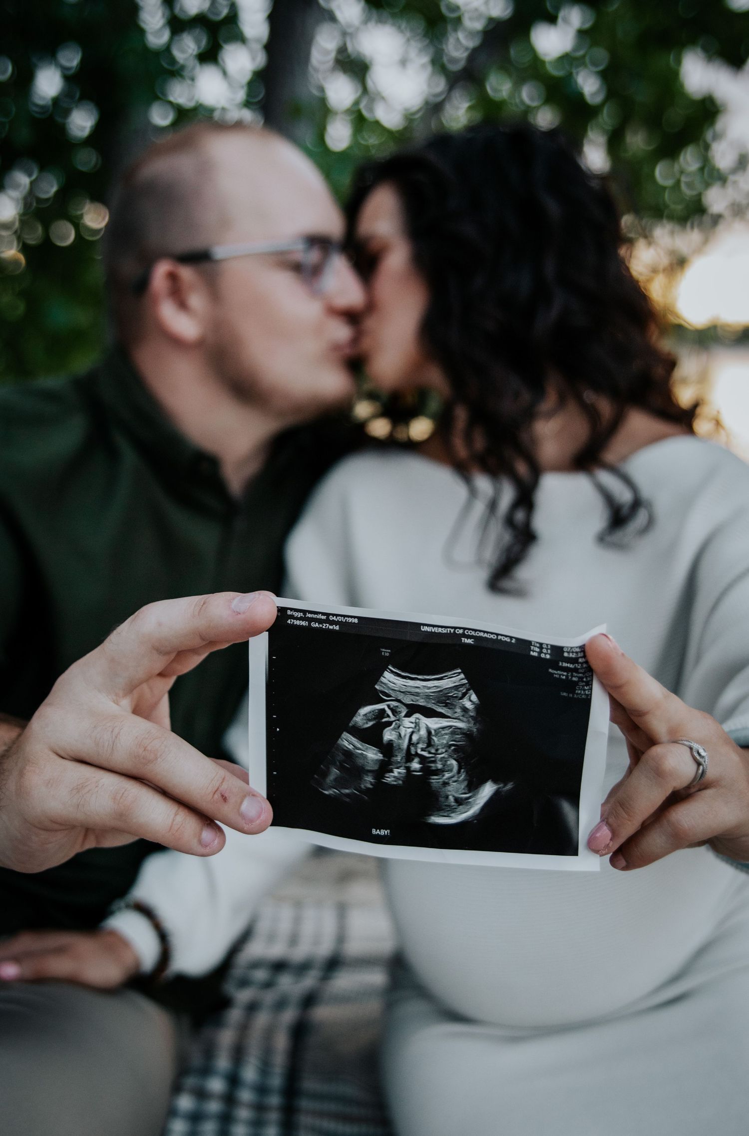 Close up of ultrasound during Colorado Springs maternity photo session