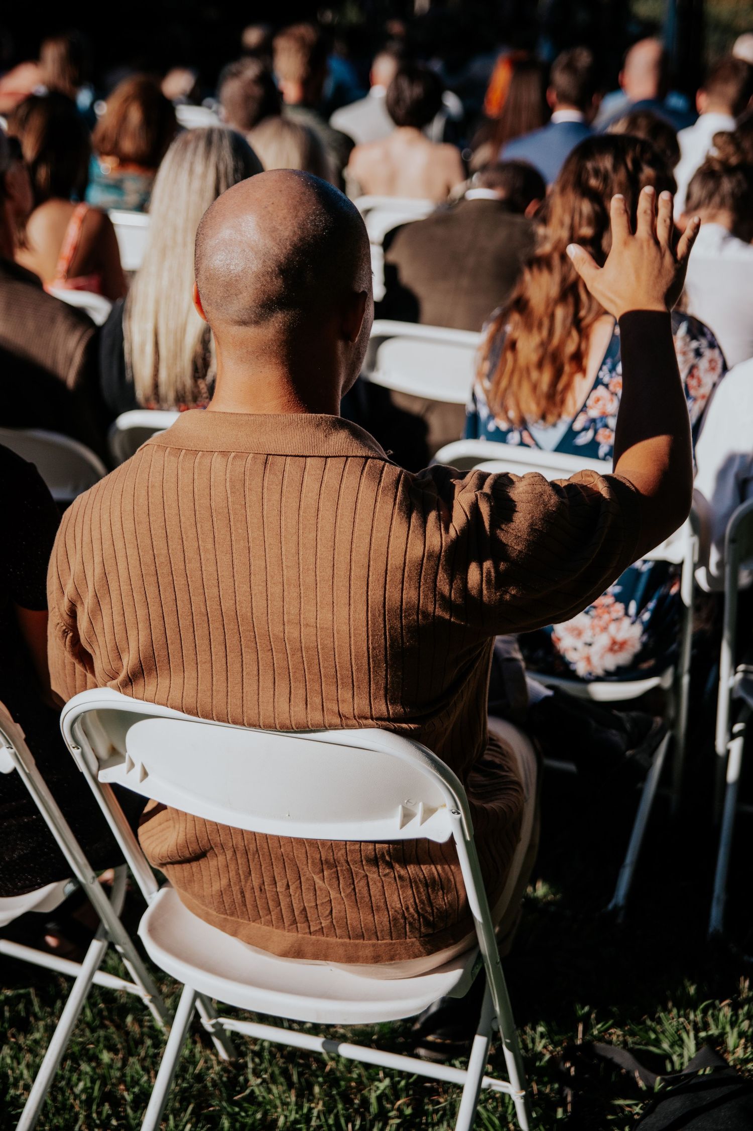 Man worshipping during Palmer Lake ceremony during a wedding near Colorado Springs