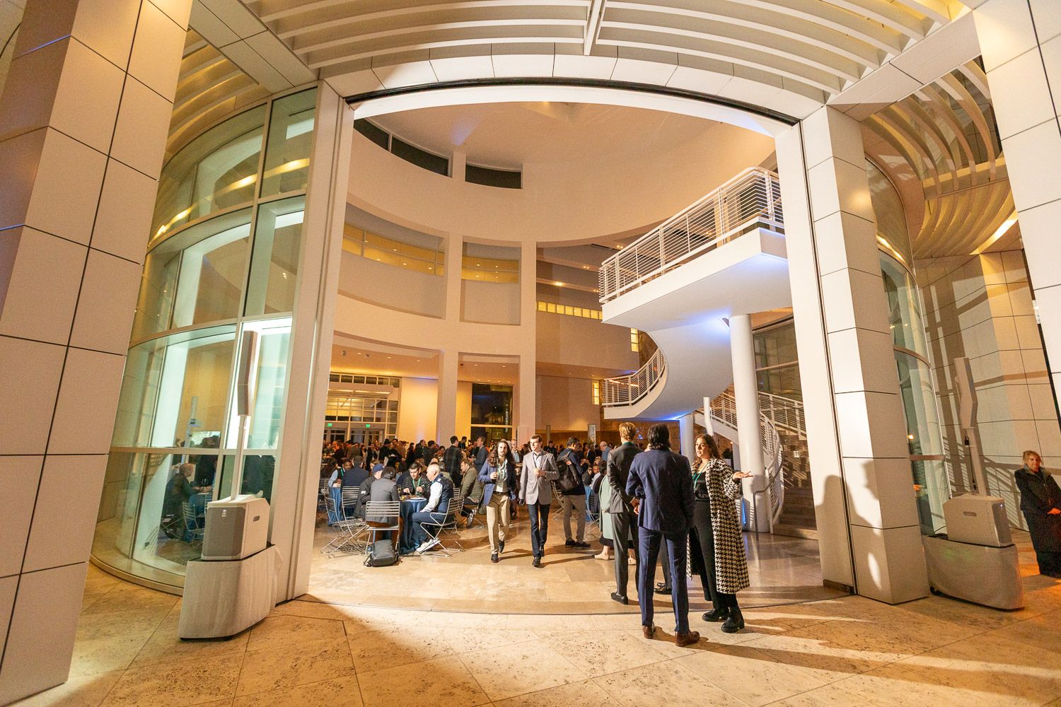 Guest entering the Getty for a corporate dinner party