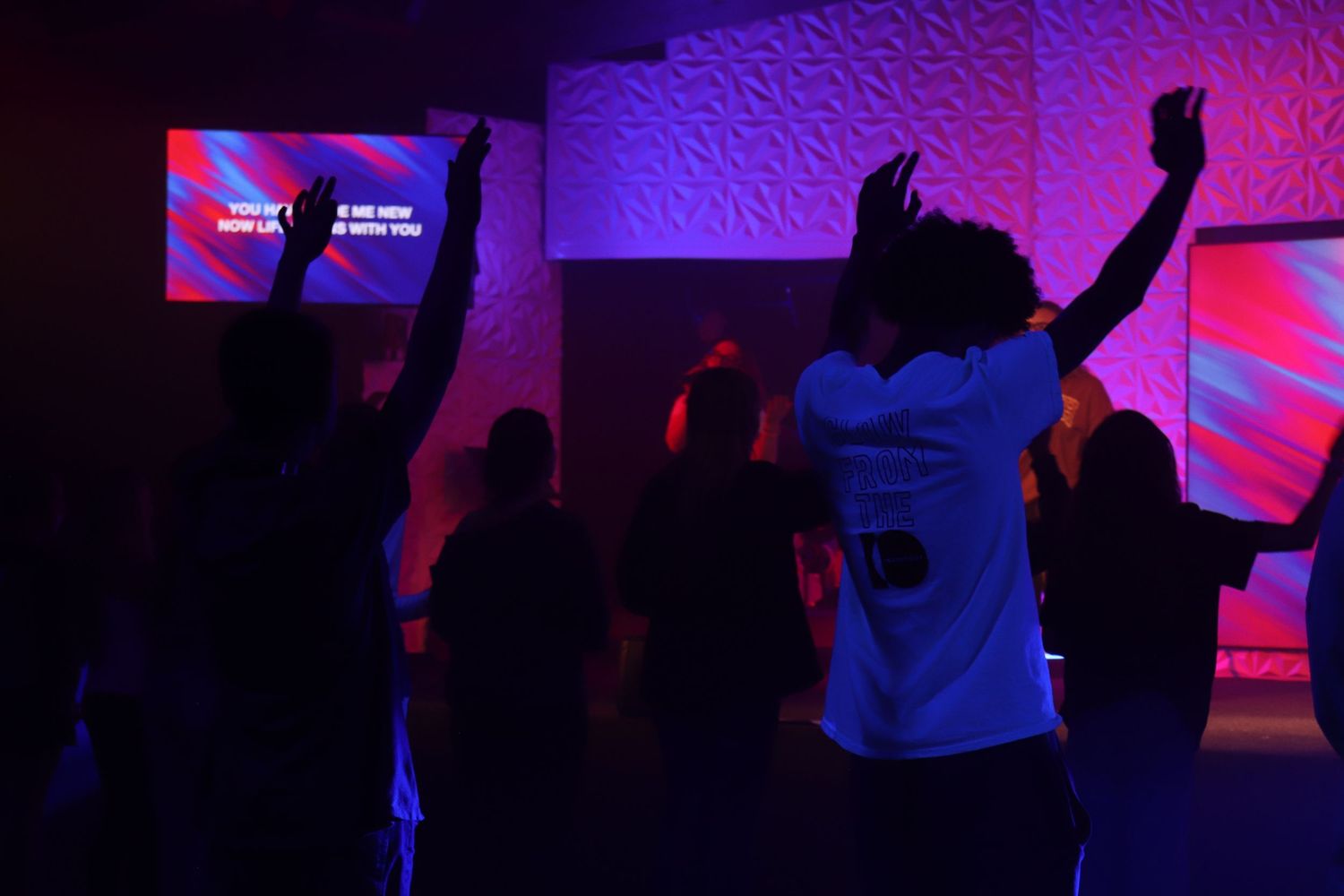 Young students worshiping
