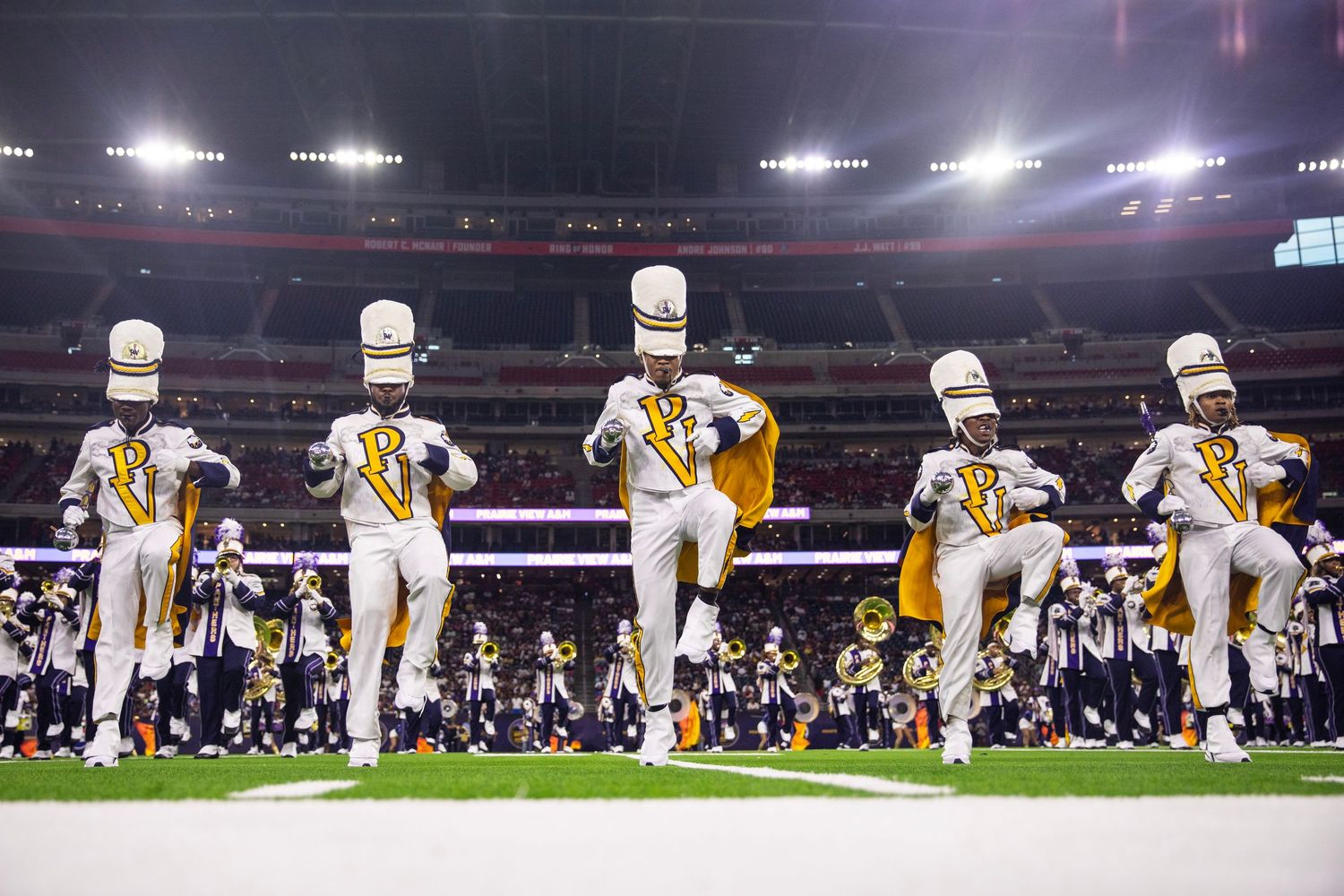 Prairie View A&M’s All-Star Marching Band performs during the national Battle of the Bands competition