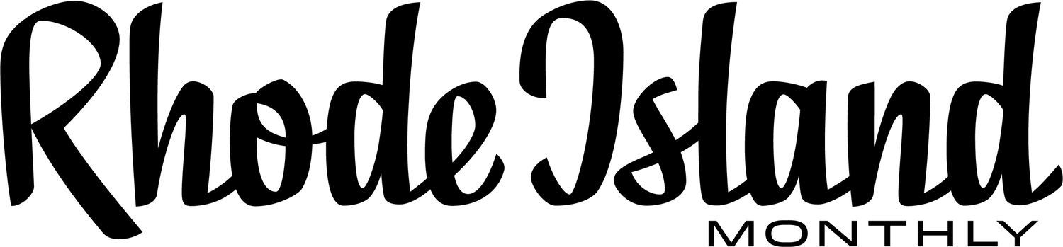 Retro-style text logo reading 'Rhode Island Monthly' in a classic serif font.