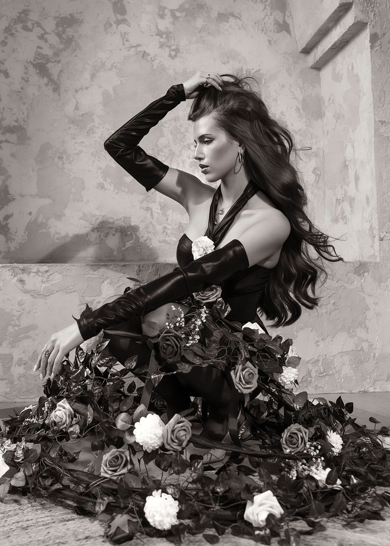 Flowered creative concept portrait session in Chicago, IL