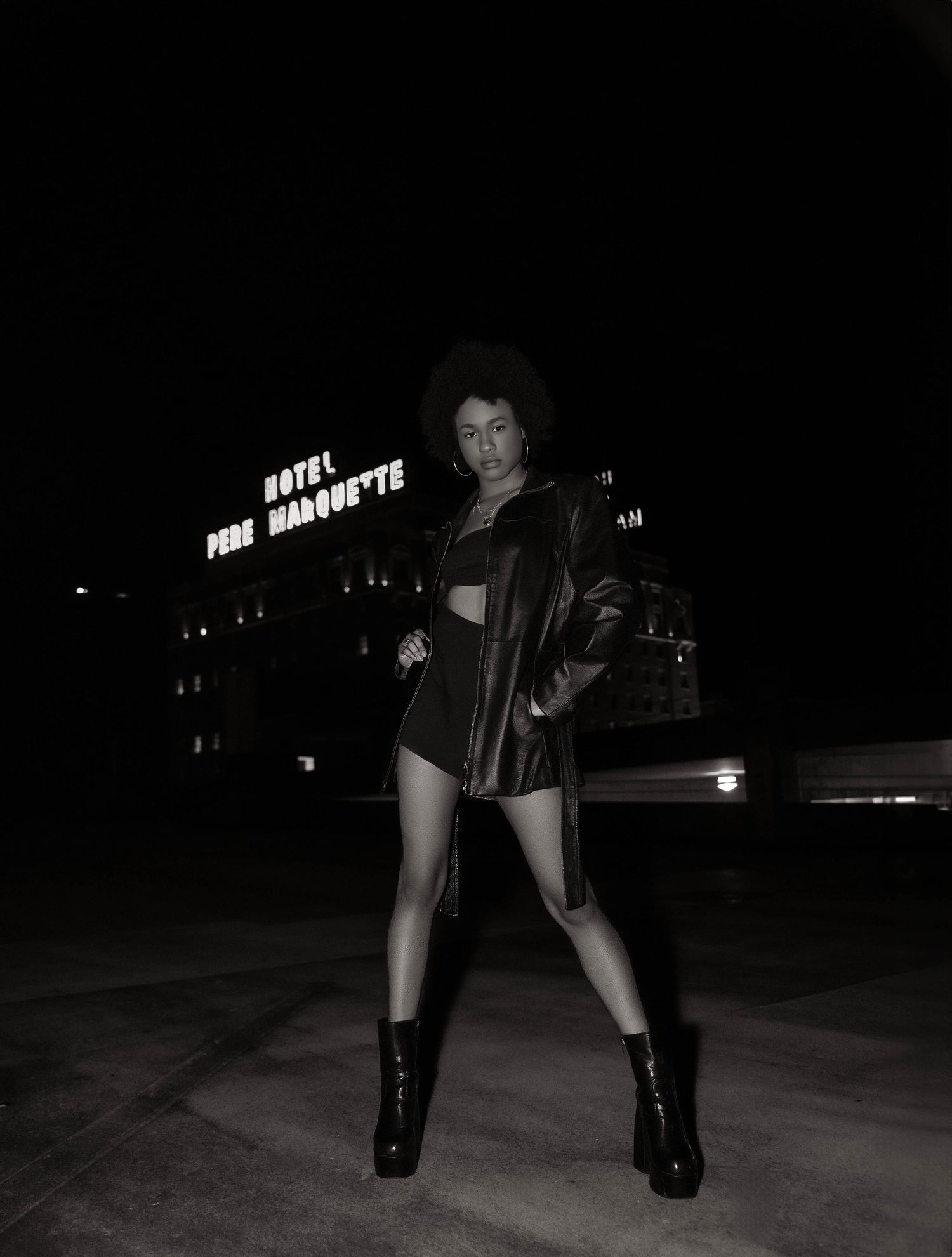 Nighttime flash portrait photo in Peoria, IL