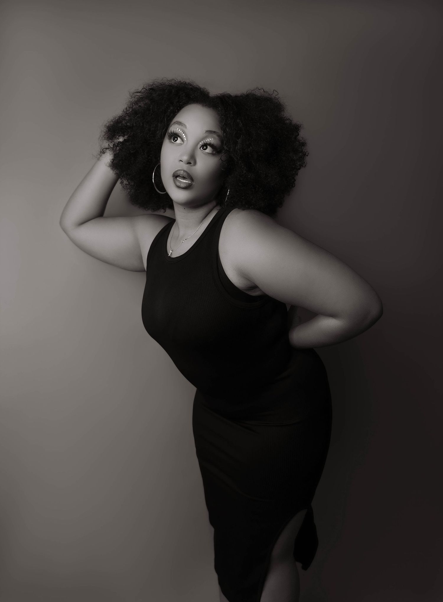 black and white classic portrait session in-studio in Peoria, IL