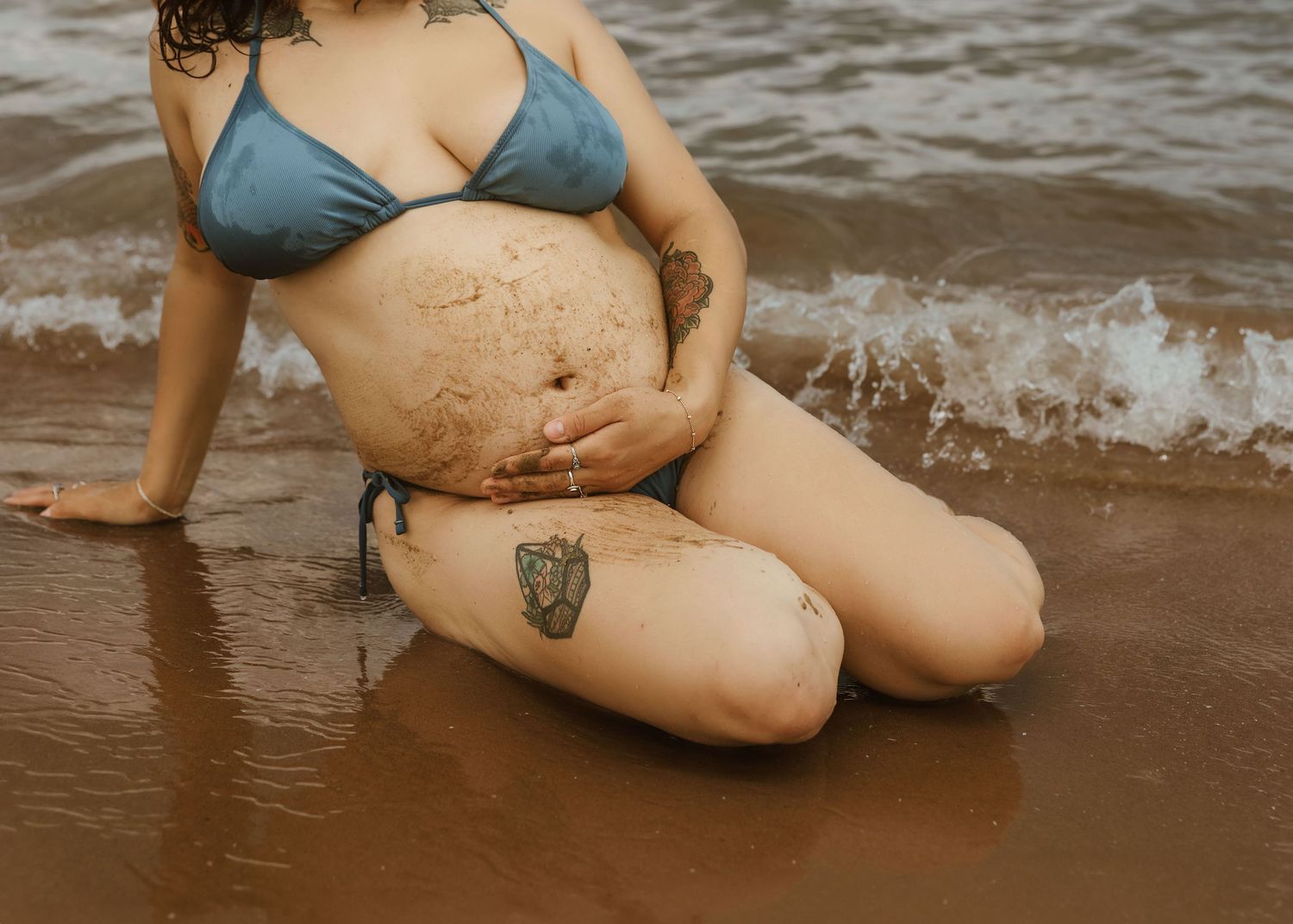 Beach maternity session at Montrose Beach in Chicago