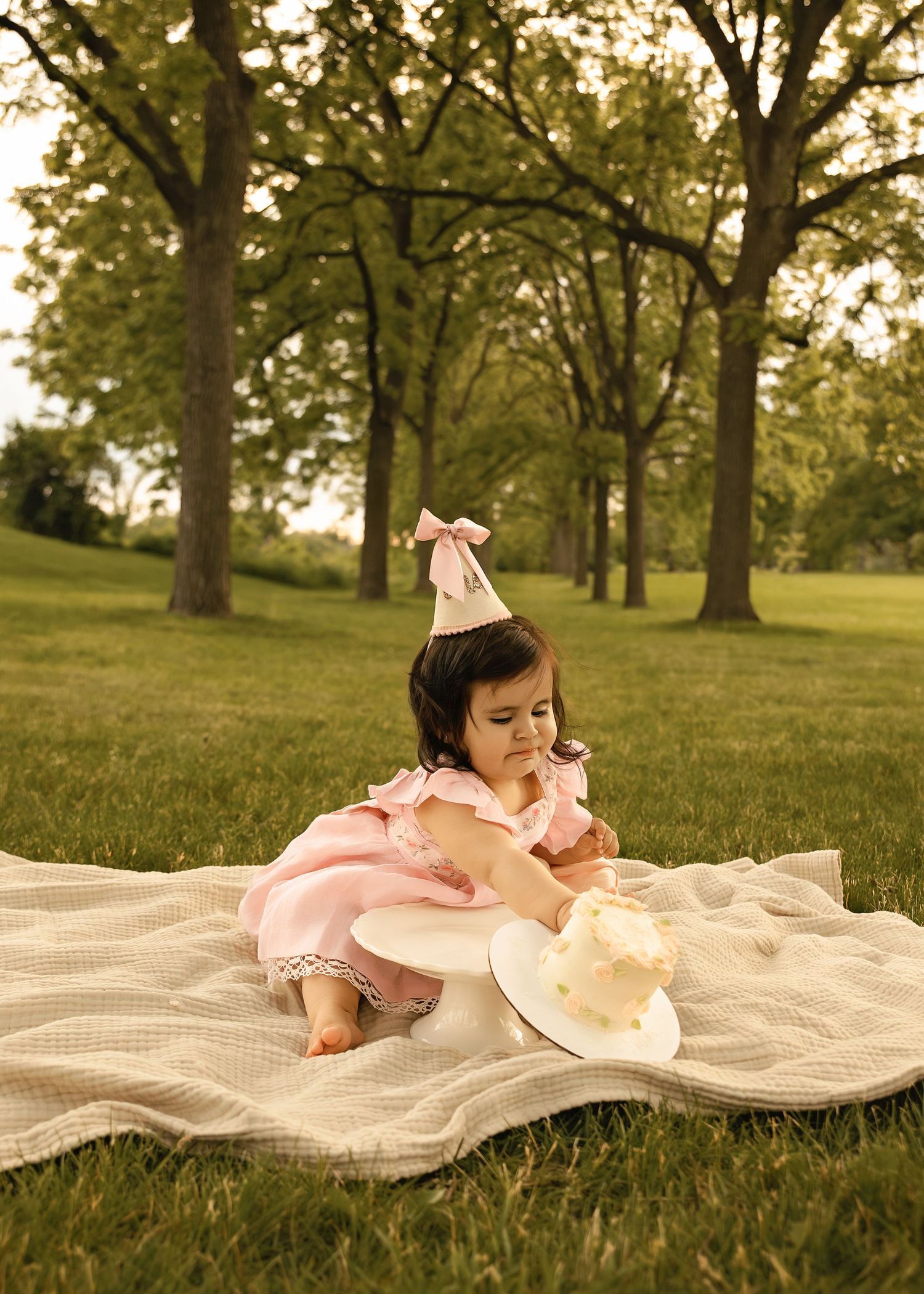 St James Forest & Farm Preserve cake smash session for baby girl who does not like her cake