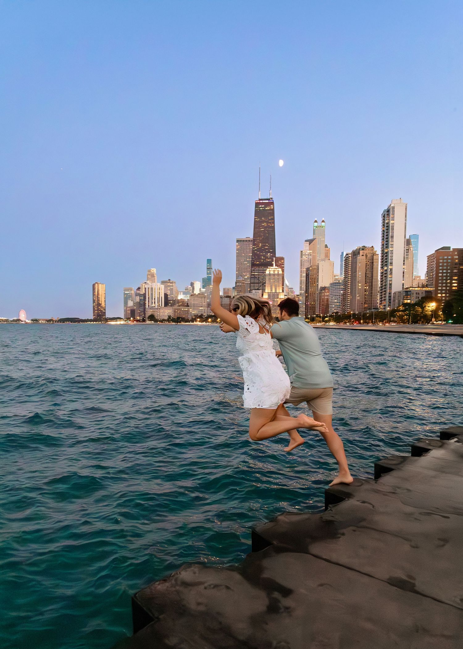 Couples Engagement Session at North Avenue Beach in Chicago Illinois